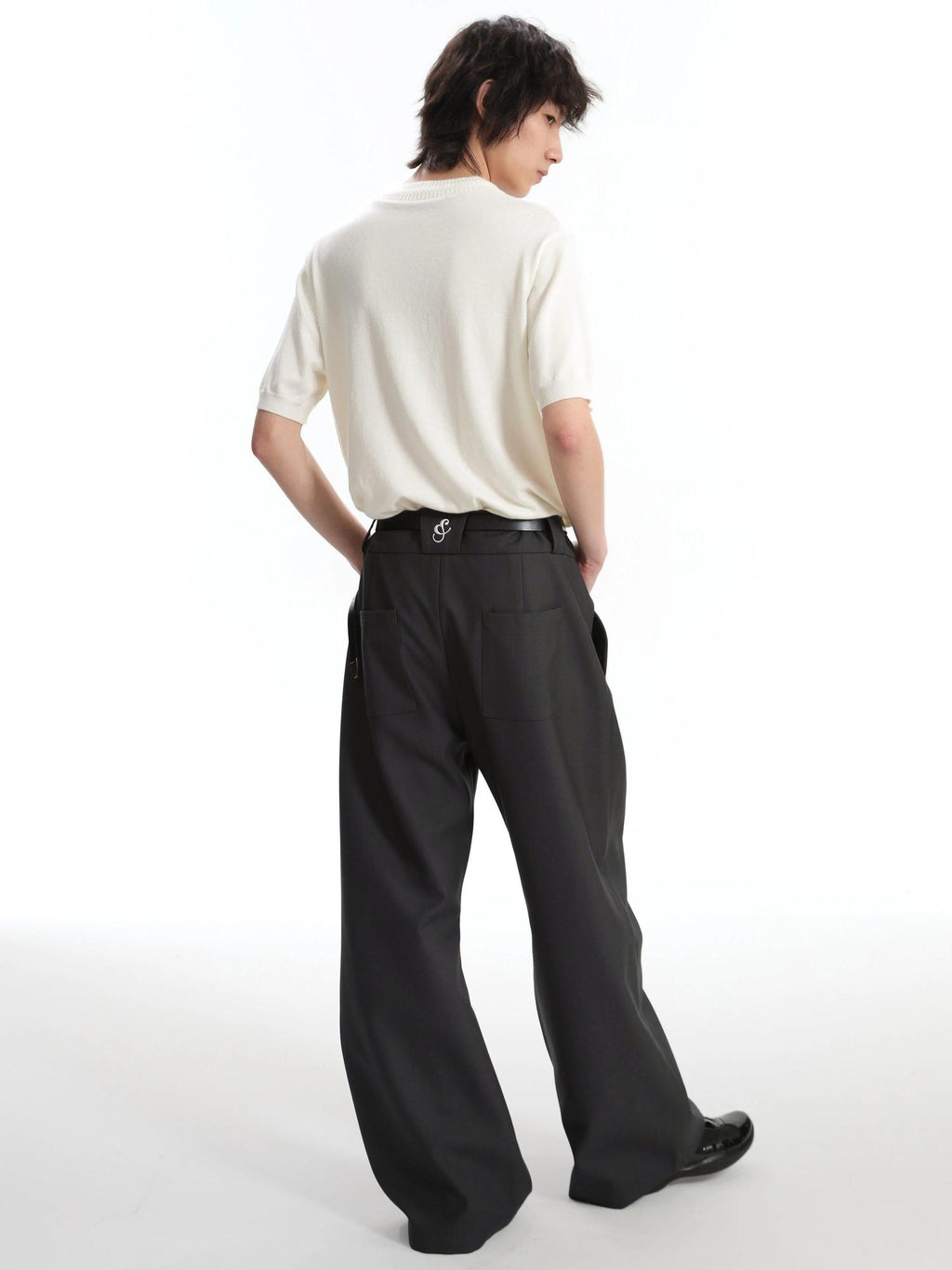 4JUNKS Polyester Blend Loose Fit Cool Youth Casual Khaki Black Dark Gray Straight Pants