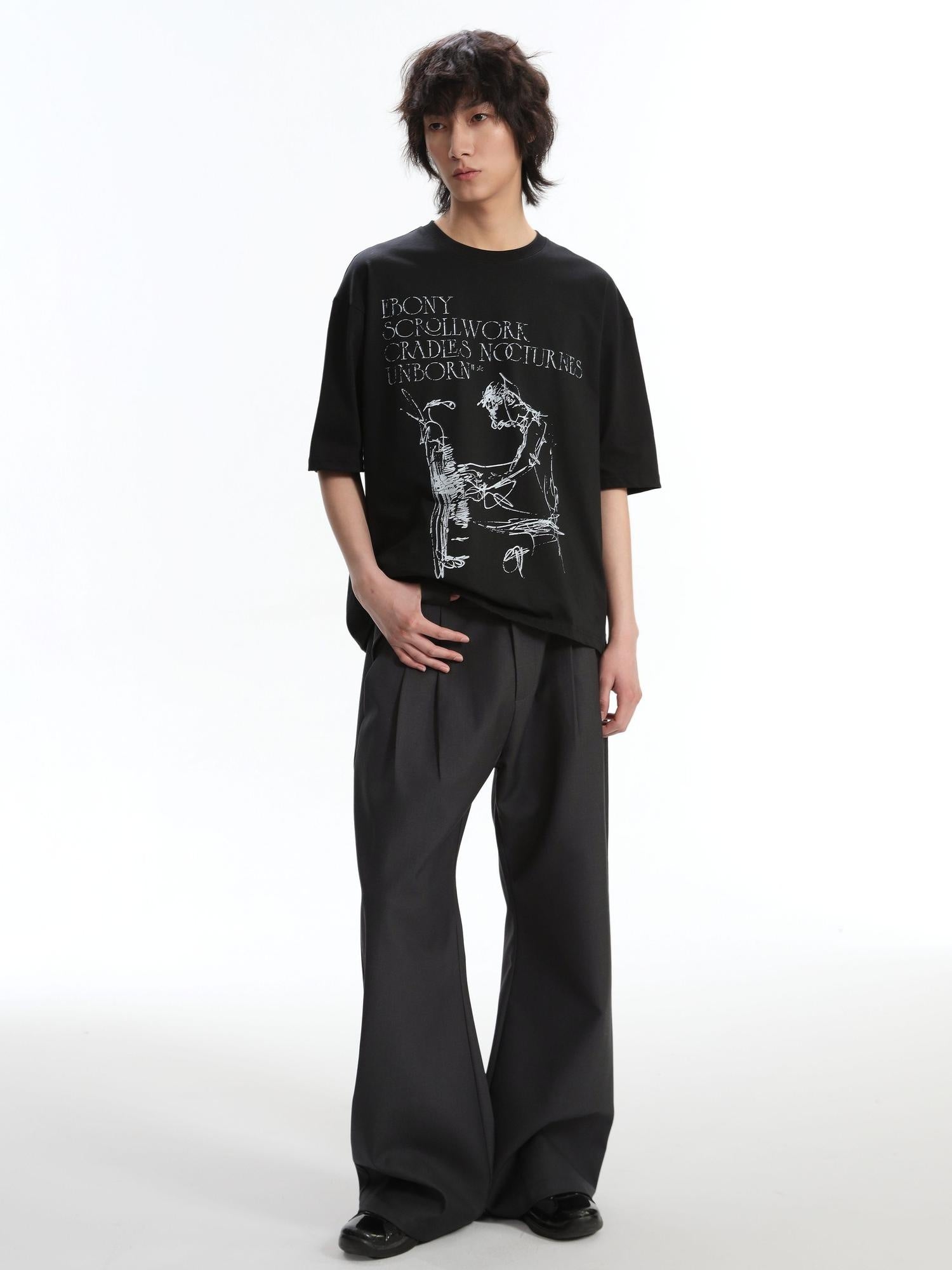 4JUNKS Polyester Blend Loose Fit Cool Youth Casual Khaki Black Dark Gray Straight Pants