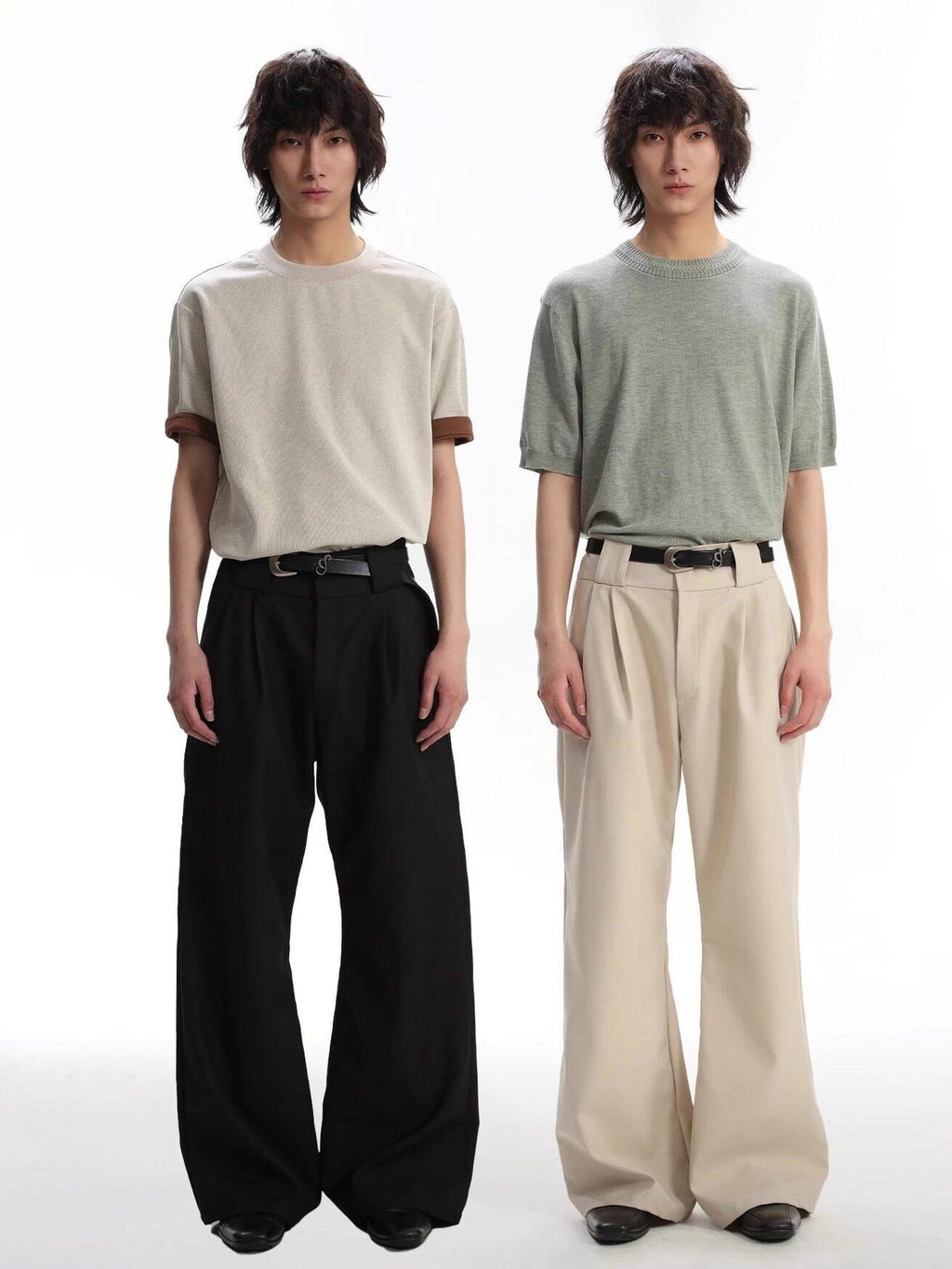 4JUNKS Polyester Blend Loose Fit Cool Youth Casual Khaki Black Dark Gray Straight Pants