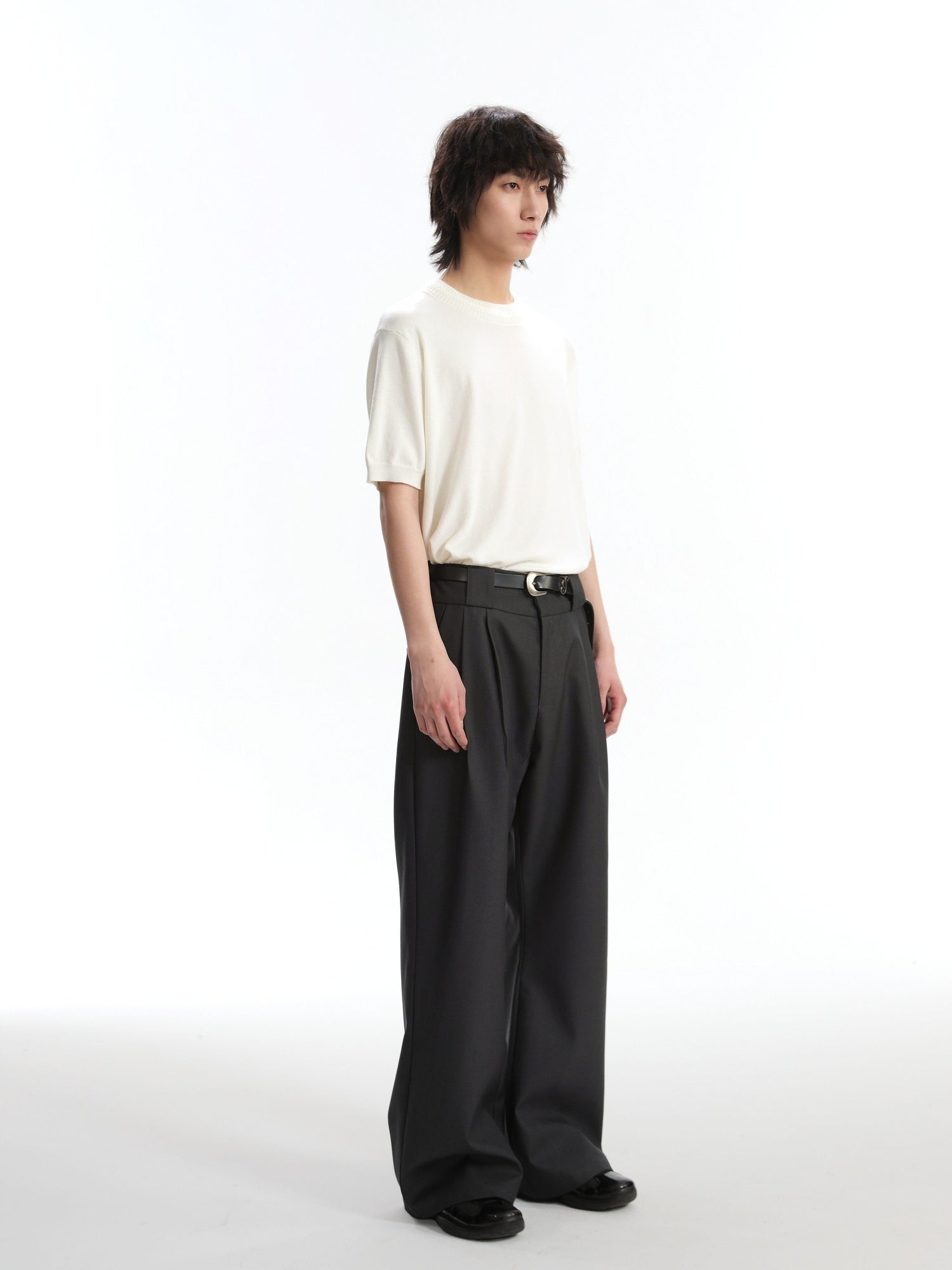 4JUNKS Polyester Blend Loose Fit Cool Youth Casual Khaki Black Dark Gray Straight Pants