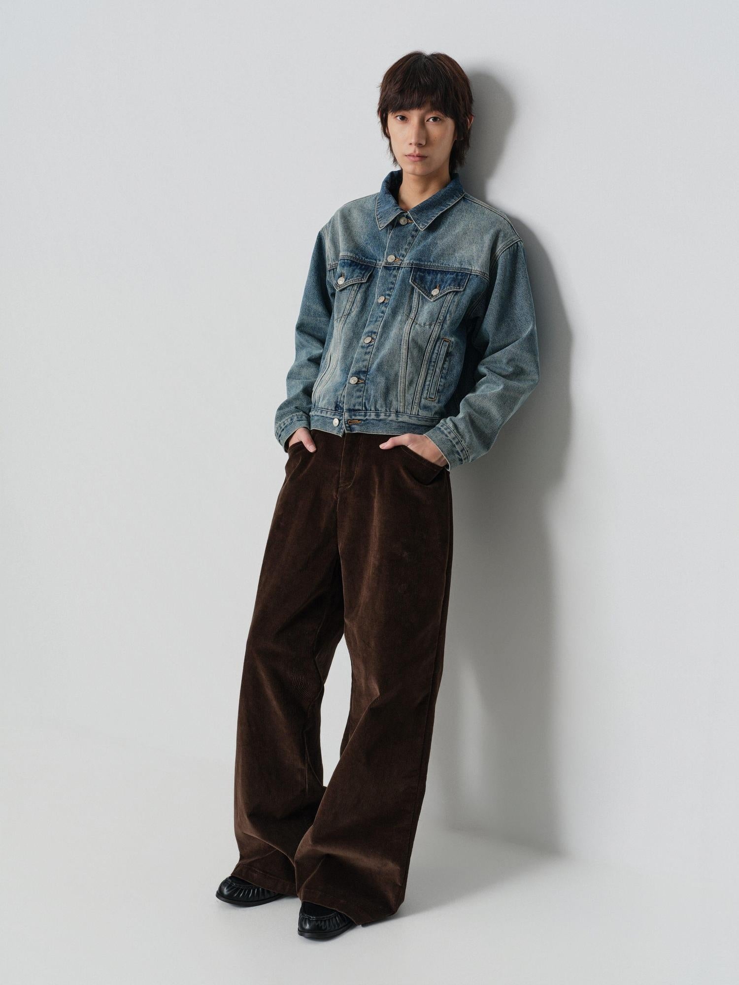 4JUNKS Pure Cotton Relaxed Fit Cropped Unisex Snowflake Blue Casual Denim Jackets