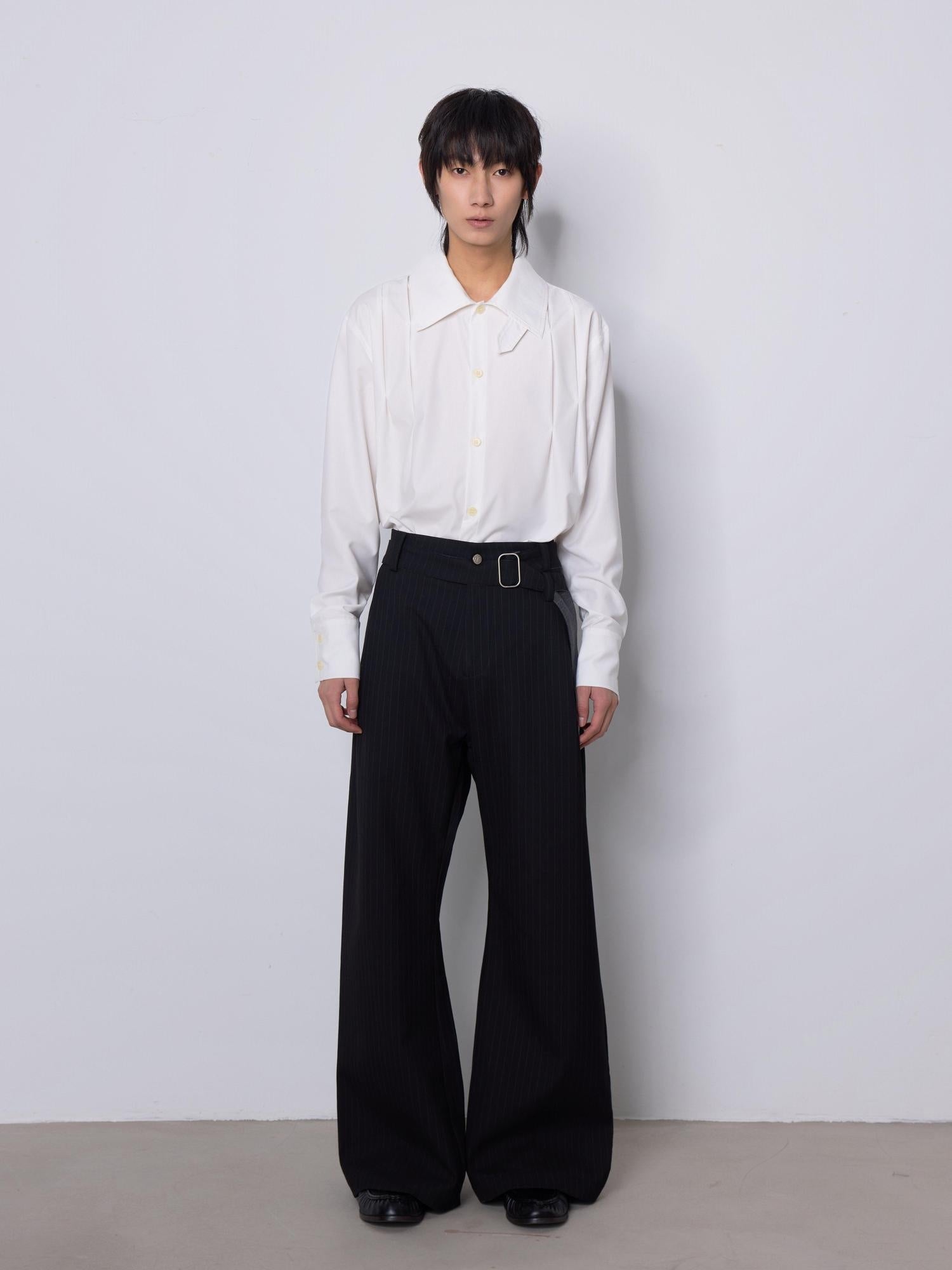 4JUNKS Recycled Polyester Pleated Relaxed Fit Unisex Long Sleeve Button Shirts