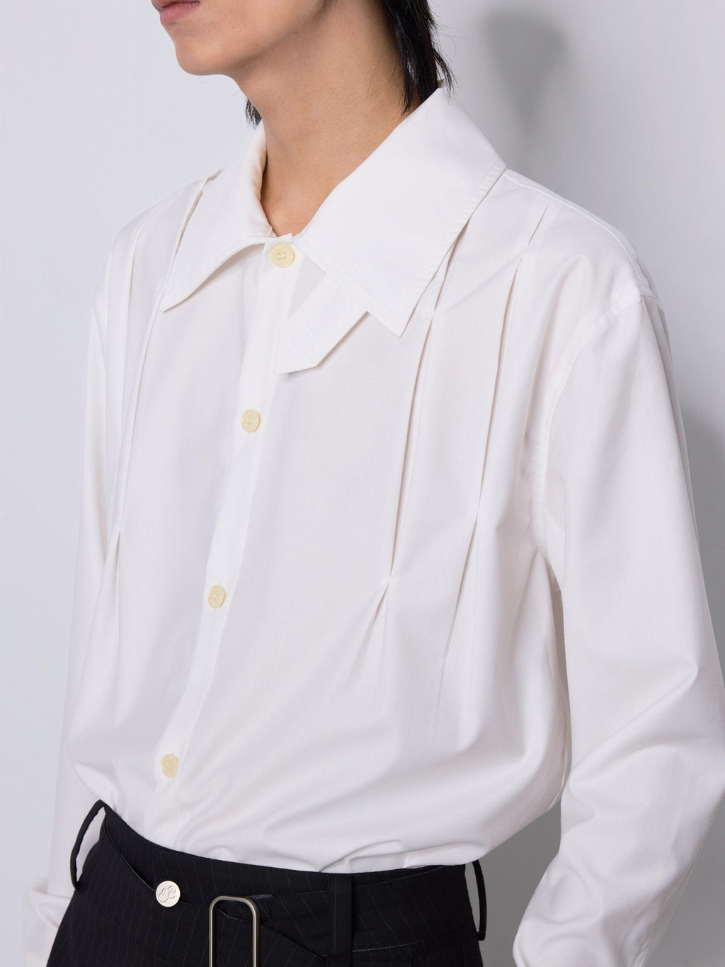 4JUNKS Recycled Polyester Pleated Relaxed Fit Unisex Long Sleeve Button Shirts