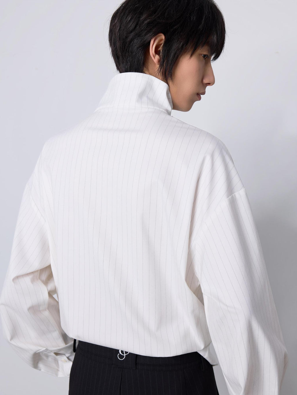 4JUNKS Relaxed Striped Button Front Collared Unisex Cleanfit Polyester Cropped Jackets