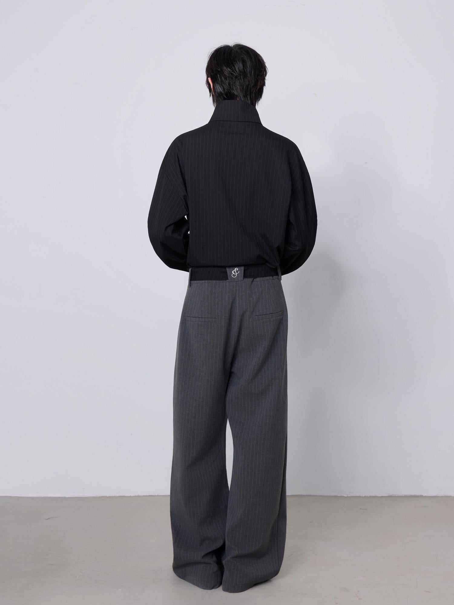 4JUNKS Relaxed Striped Button Front Collared Unisex Cleanfit Polyester Cropped Jackets
