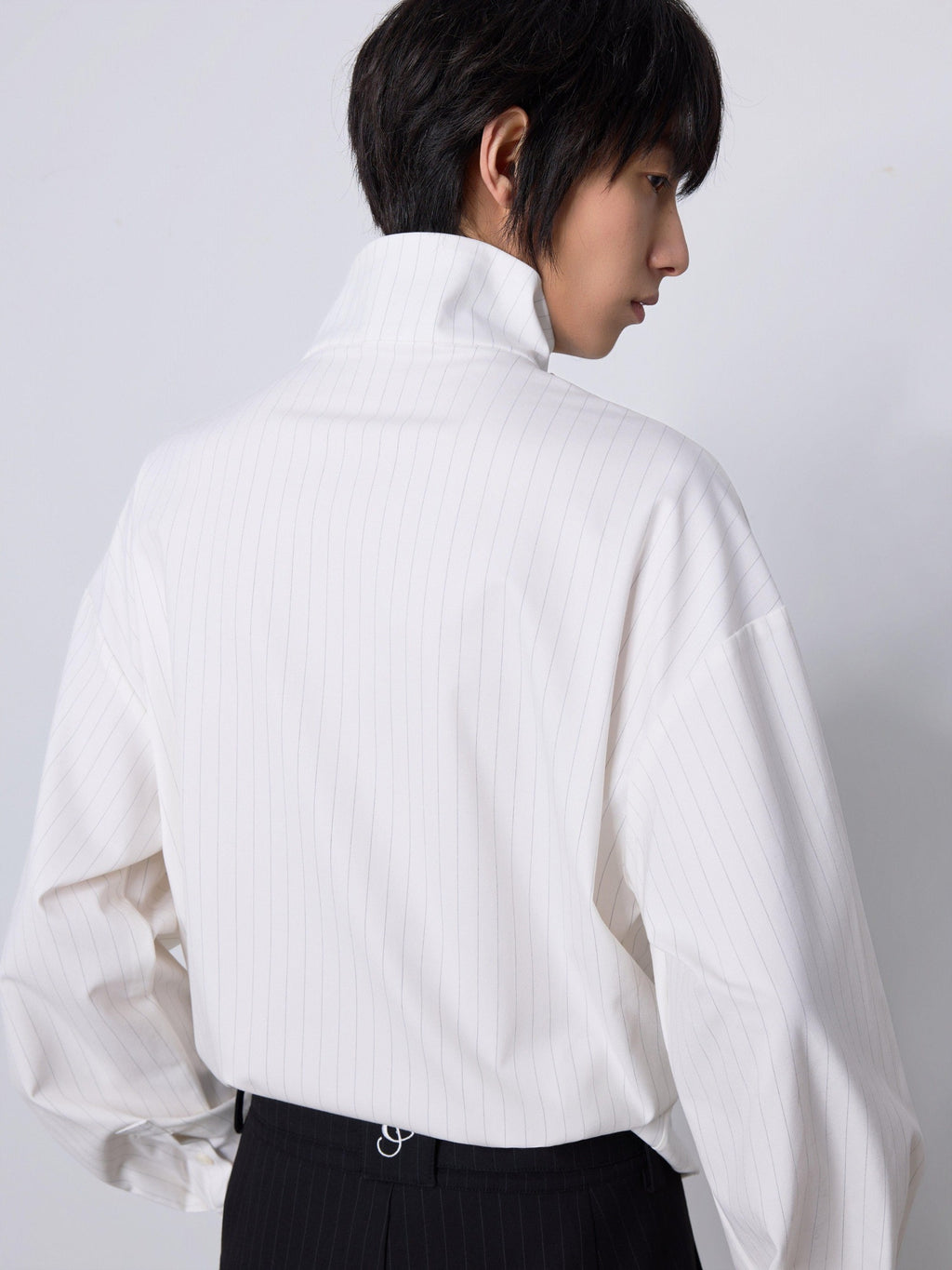 4JUNKS Relaxed Striped Button Front Collared Unisex Cleanfit Polyester Cropped Jackets