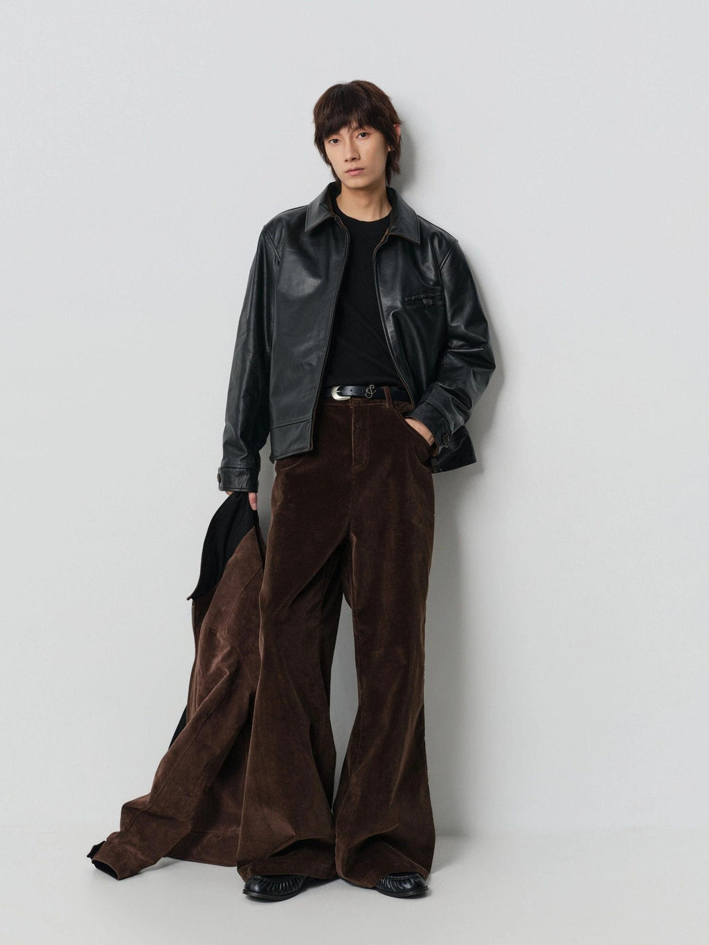 4JUNKS Reversible Cowhide Suede Slim Fit Cropped Zip Unisex Black Leather Jackets