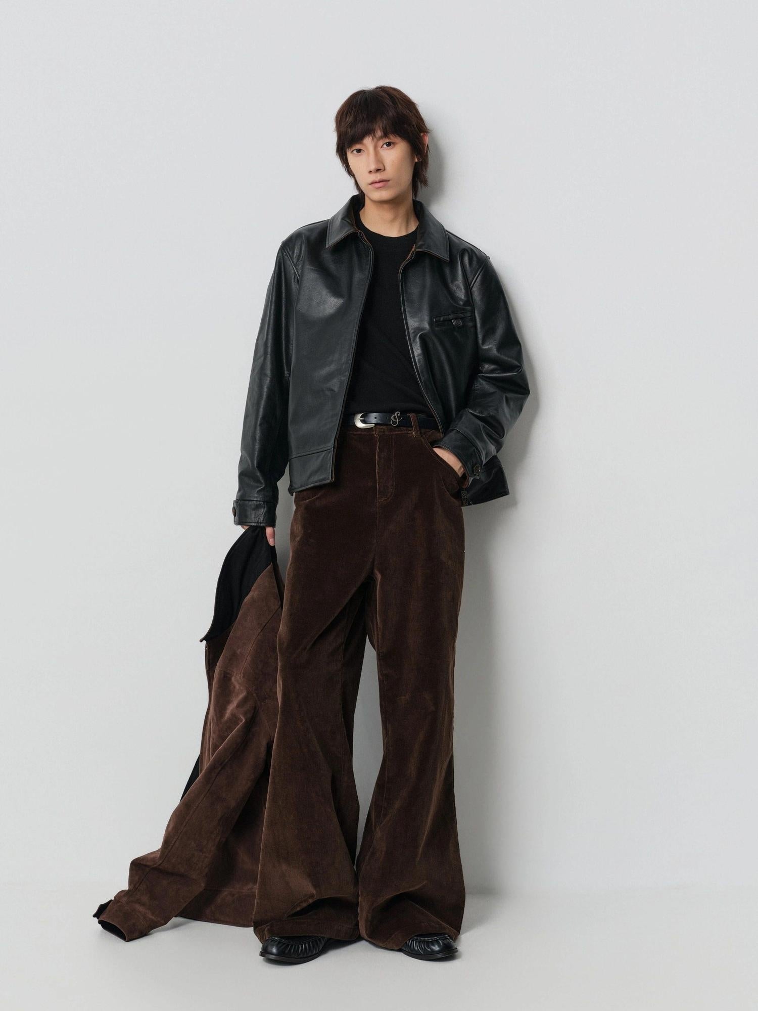 4JUNKS Reversible Cowhide Suede Slim Fit Cropped Zip Unisex Black Leather Jackets