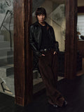 4JUNKS Reversible Cowhide Suede Slim Fit Cropped Zip Unisex Black Leather Jackets