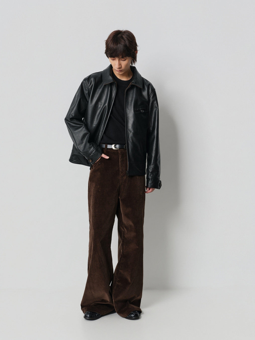 4JUNKS Reversible Cowhide Suede Slim Fit Cropped Zip Unisex Black Leather Jackets
