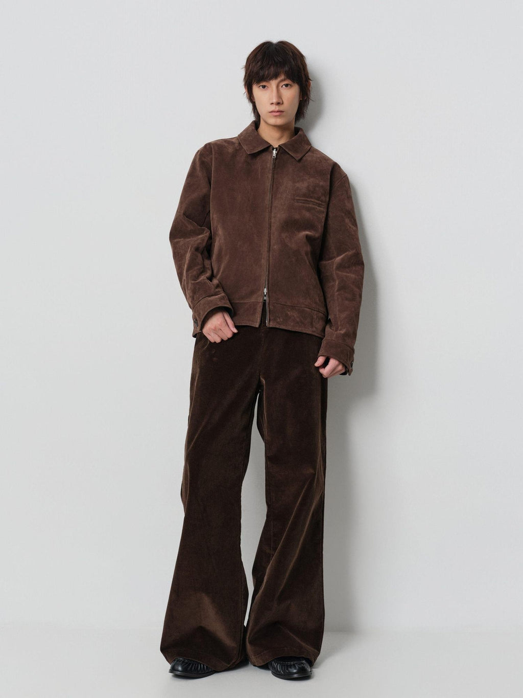4JUNKS Reversible Suede Wide Fit Barn Style Unisex Brown Zip Short Leather Jackets