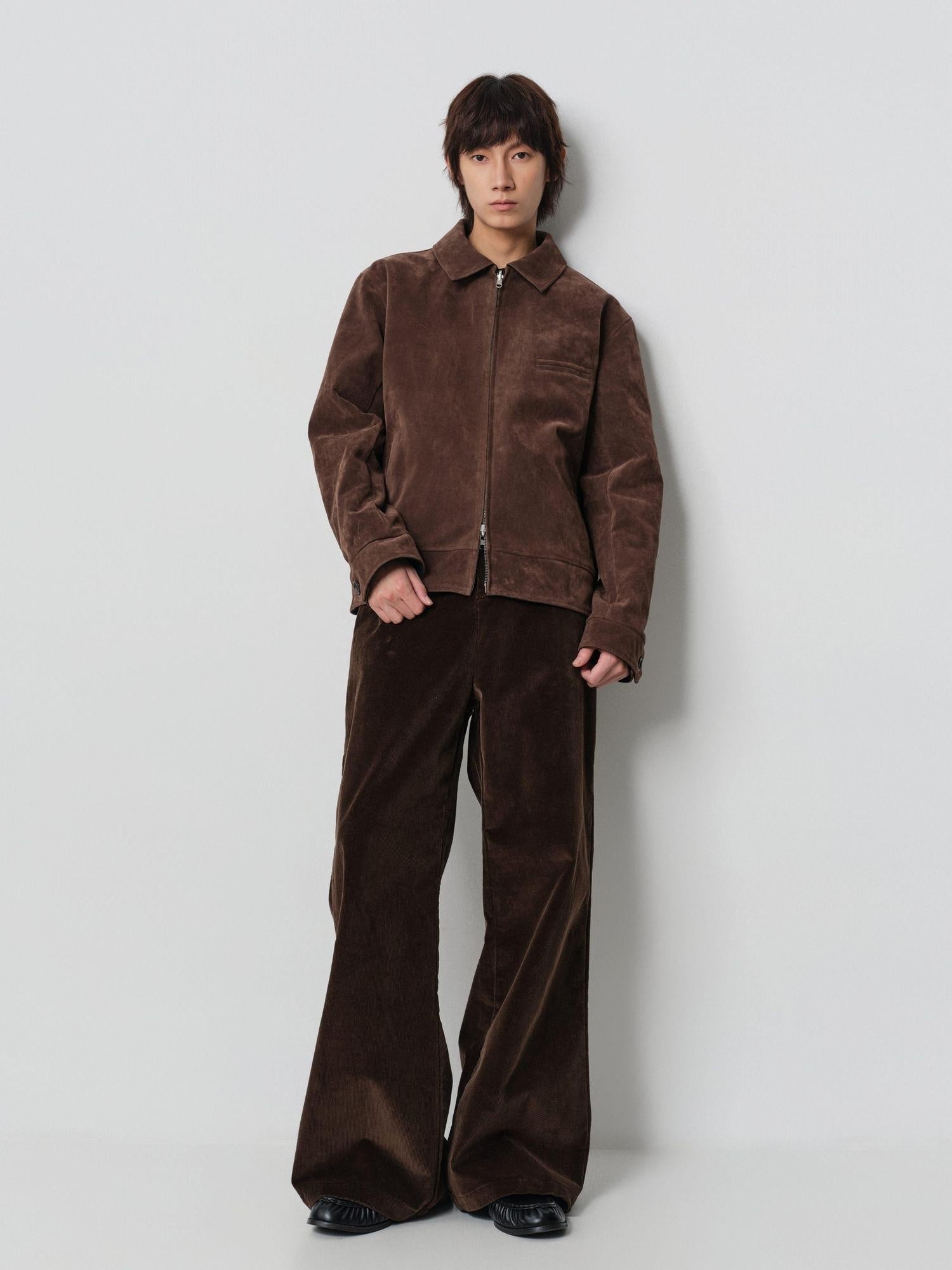 4JUNKS Reversible Suede Wide Fit Barn Style Unisex Brown Zip Short Leather Jackets