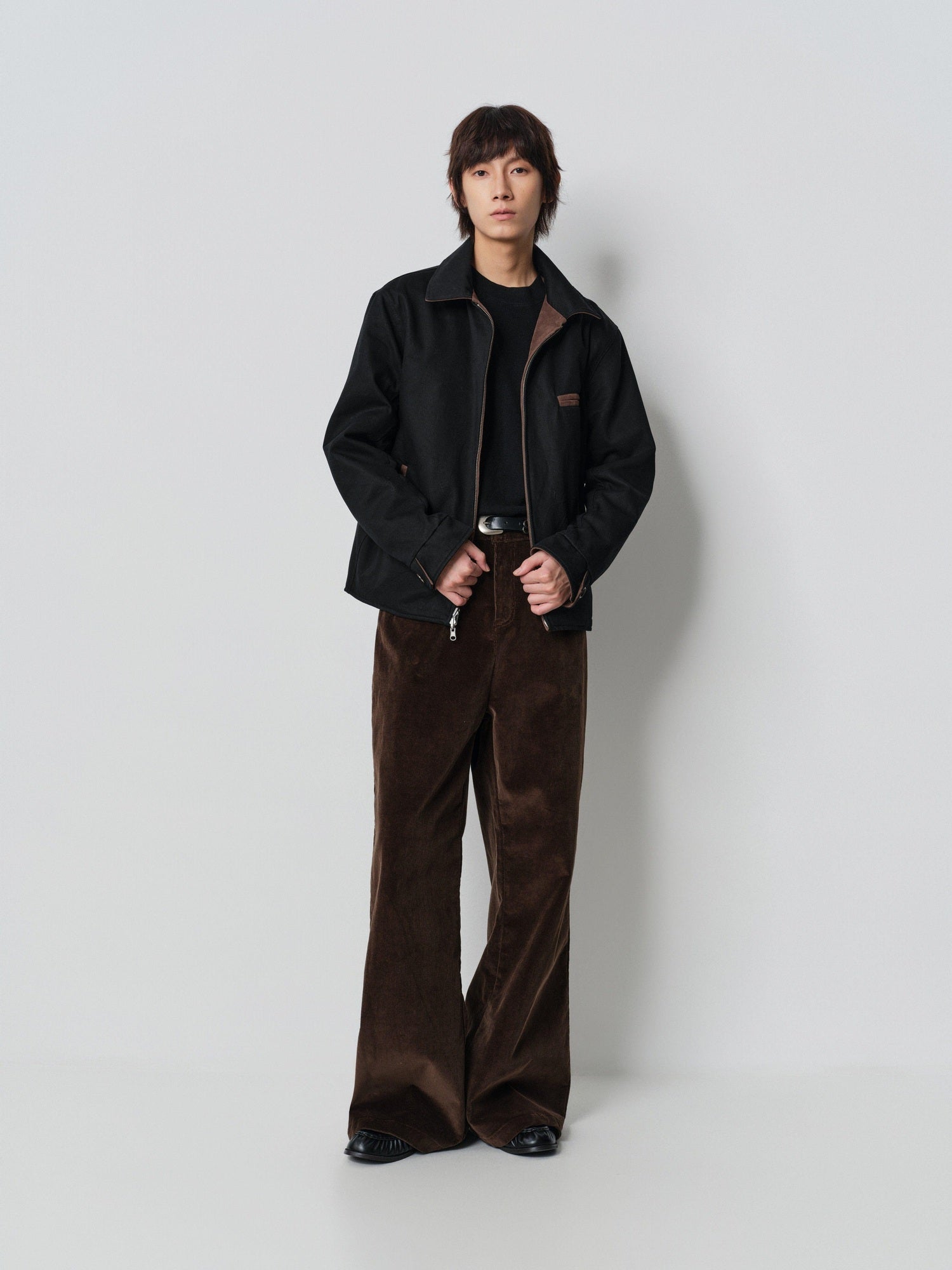 4JUNKS Reversible Suede Wide Fit Barn Style Unisex Brown Zip Short Leather Jackets