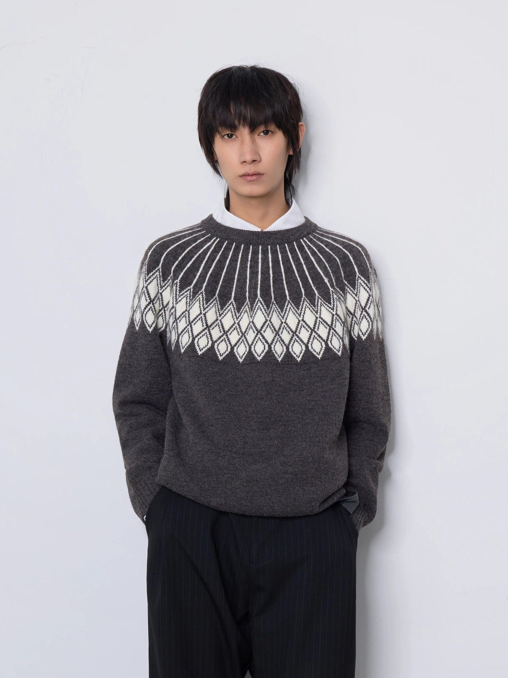 4JUNKS Soft Anti Pilling Loose American Argyle Pullover Unisex Knit Sweaters