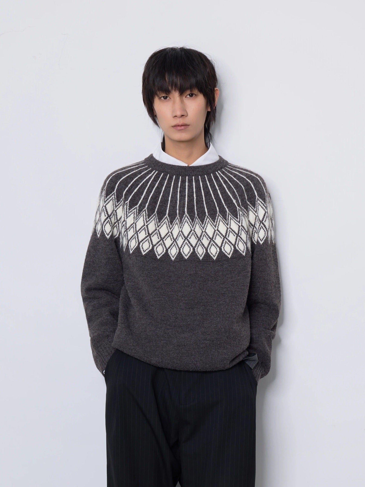 4JUNKS Soft Anti Pilling Loose American Argyle Pullover Unisex Knit Sweaters