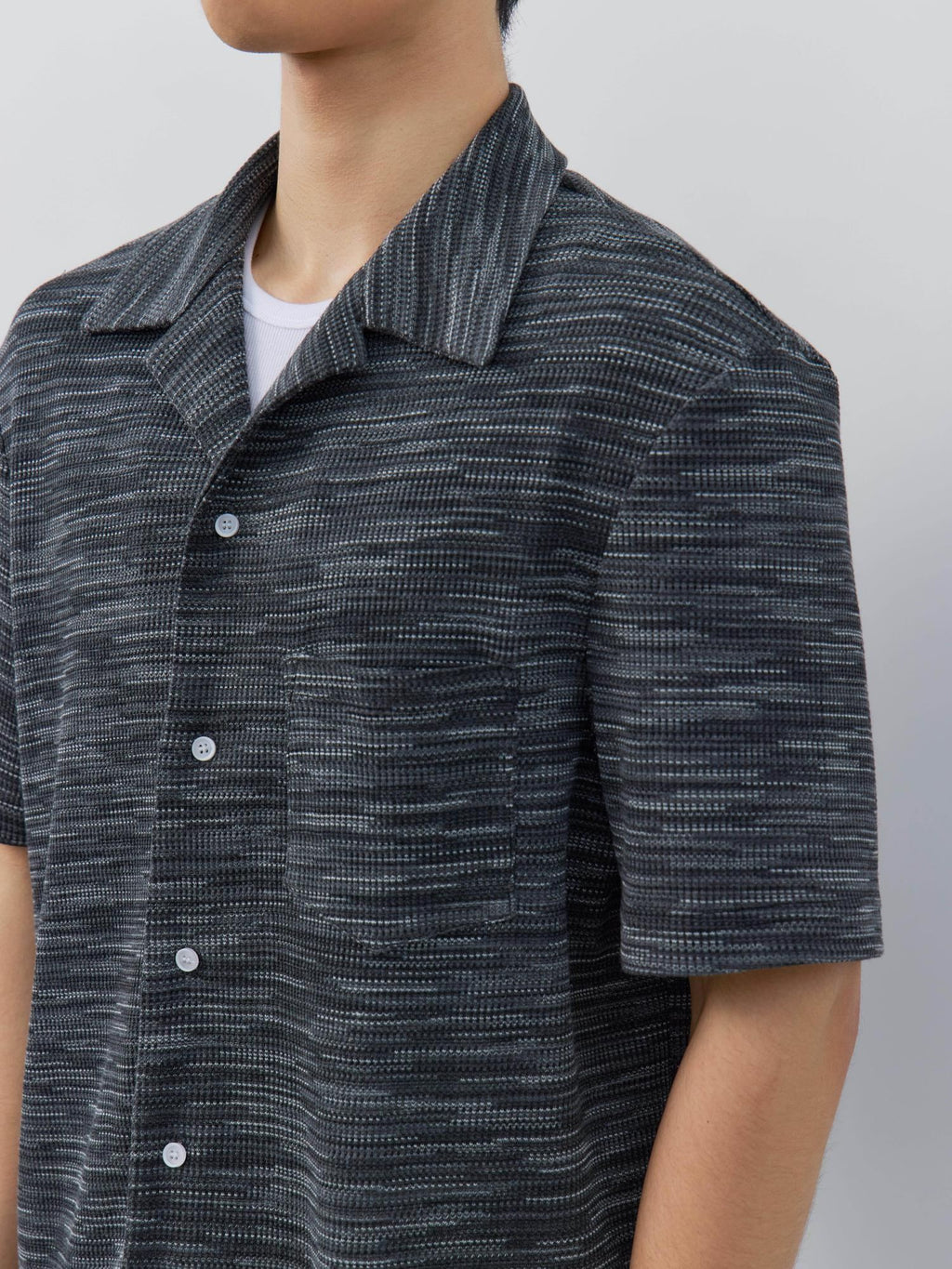 4JUNKS Soft Breathable Polycotton Loose Fit Striped Cuban Collar Button Unisex Shirts
