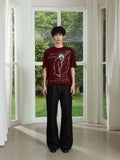4JUNKS_Soft_Lyocell_Character_Crew_Neck_Unisex_Burgundy_Short_Sleeve_T-Shirts_MISSTT