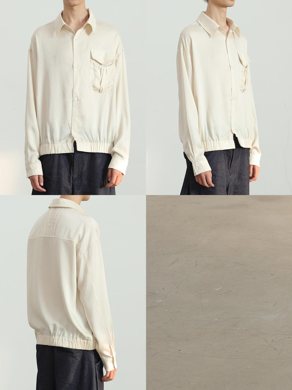 4JUNKS Soft Lyocell Fitted Clean Lapel Pocket Unisex Almond Long Sleeve Cardigan Shirts