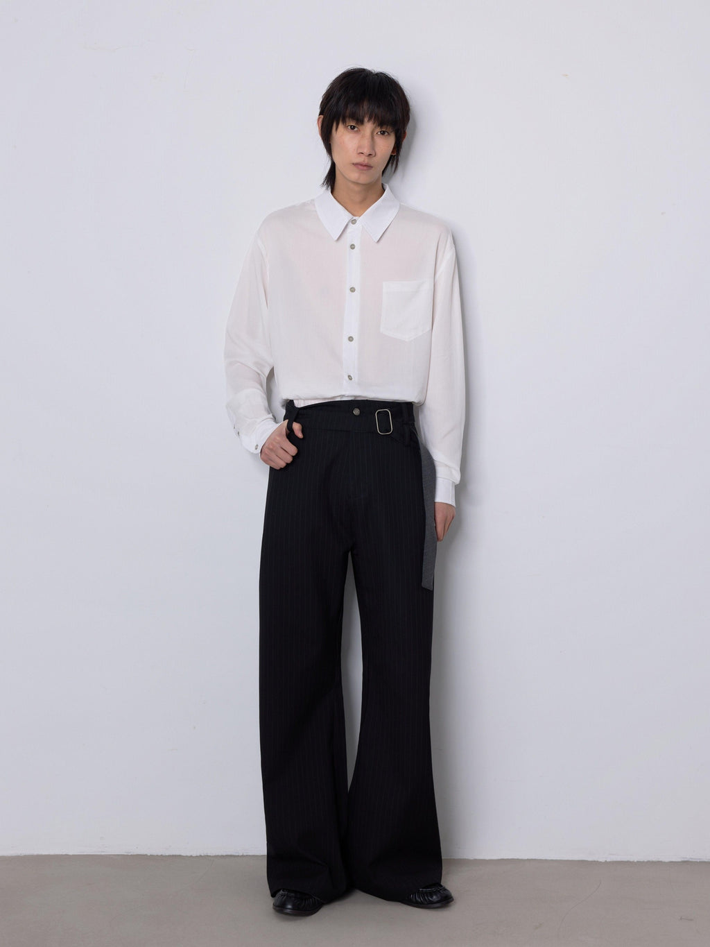 4JUNKS Soft Lyocell Loose Cleanfit Button Front Longsleeve Unisex Solid Shirts