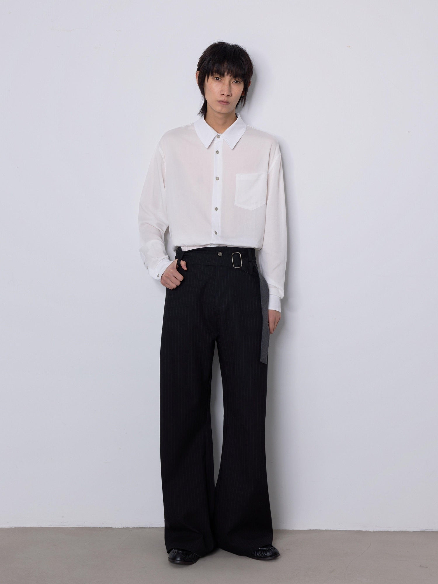 4JUNKS Soft Lyocell Loose Cleanfit Button Front Longsleeve Unisex Solid Shirts