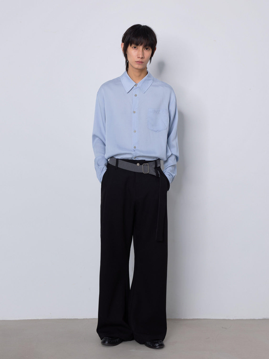 4JUNKS Soft Lyocell Loose Cleanfit Button Front Longsleeve Unisex Solid Shirts