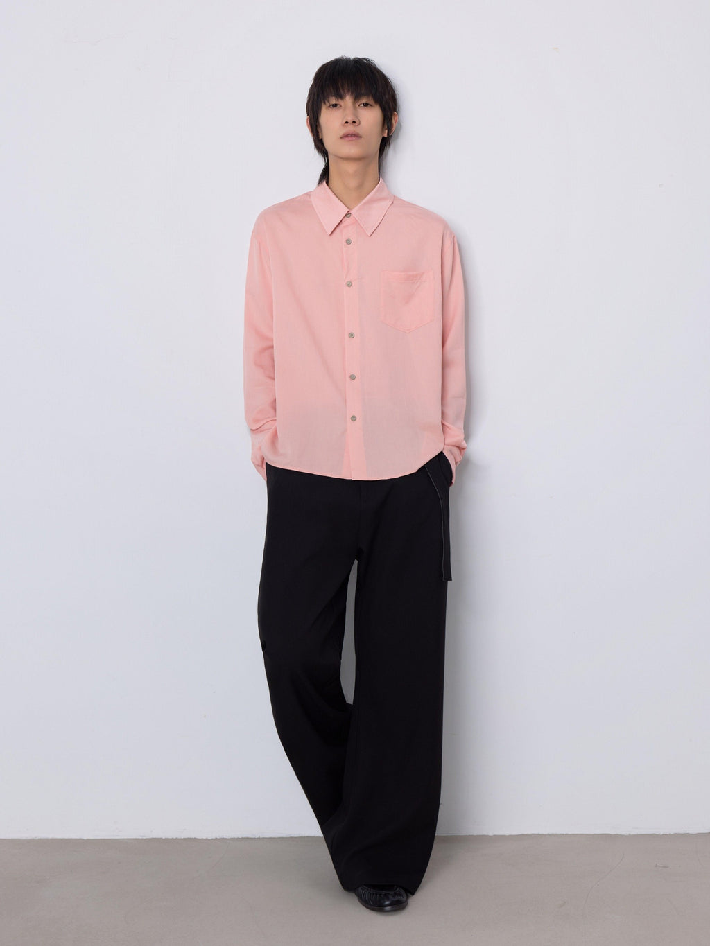 4JUNKS Soft Lyocell Loose Cleanfit Button Front Longsleeve Unisex Solid Shirts