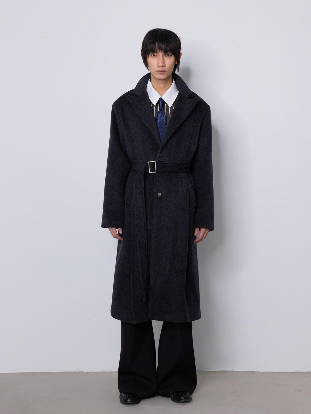 4JUNKS Soft Wool Blend Oversized Mid Length Notch Collar Youthful Everyday Wool Coats