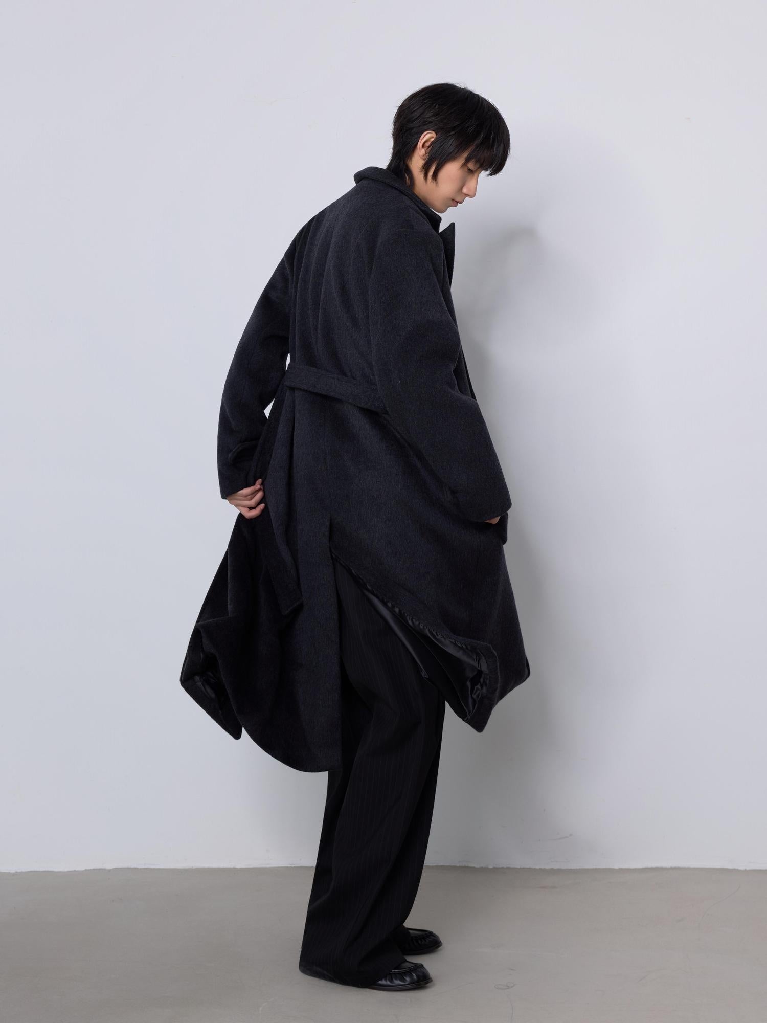 4JUNKS Soft Wool Blend Oversized Mid Length Notch Collar Youthful Everyday Wool Coats