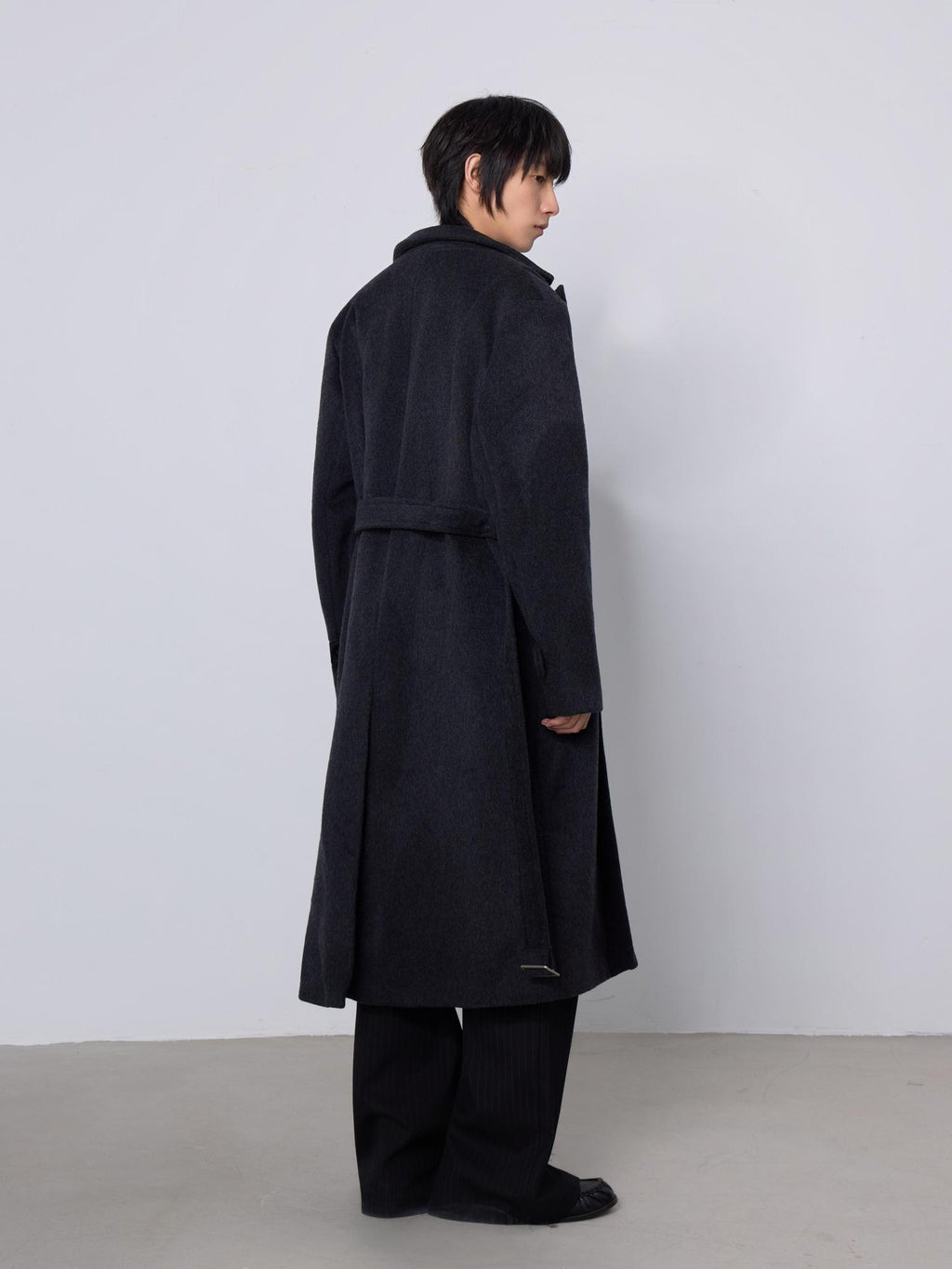 4JUNKS Soft Wool Blend Oversized Mid Length Notch Collar Youthful Everyday Wool Coats