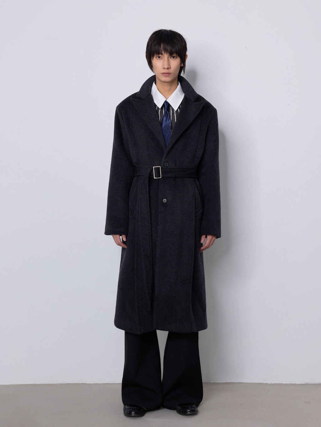 4JUNKS Soft Wool Blend Oversized Mid Length Notch Collar Youthful Everyday Wool Coats
