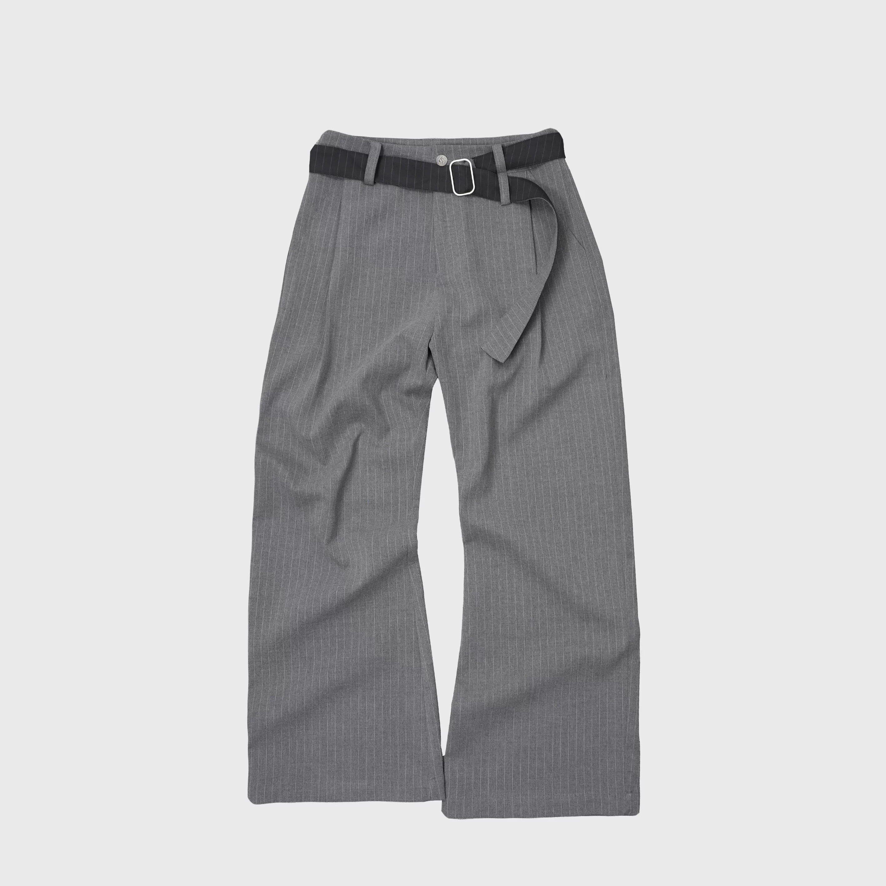 4JUNKS_Stretch_Polyester_Blend_Loose_Fit_Casual_Striped_Black_Gray_Straight_Pants_MISSTT
