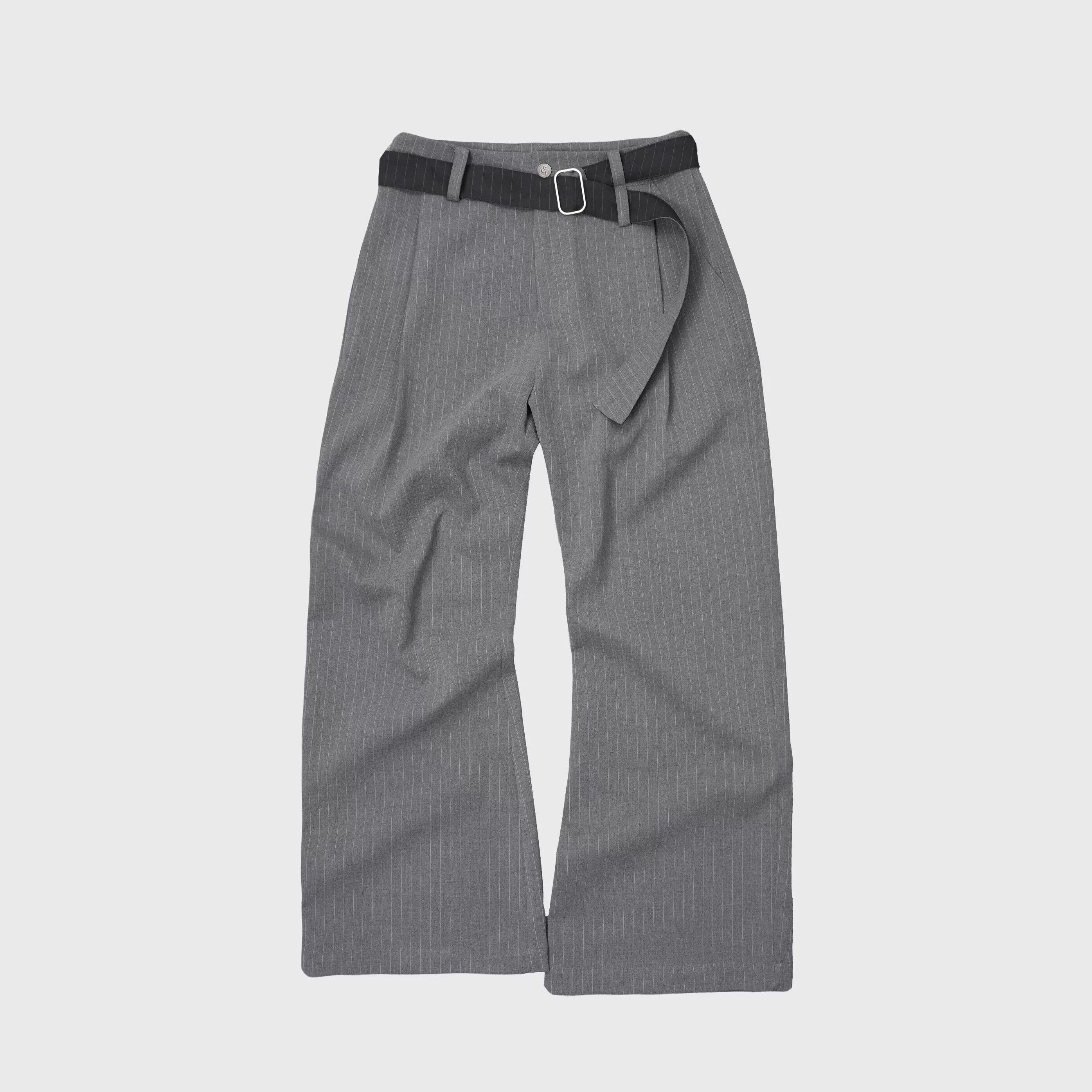 4JUNKS_Stretch_Polyester_Blend_Loose_Fit_Casual_Striped_Black_Gray_Straight_Pants_MISSTT