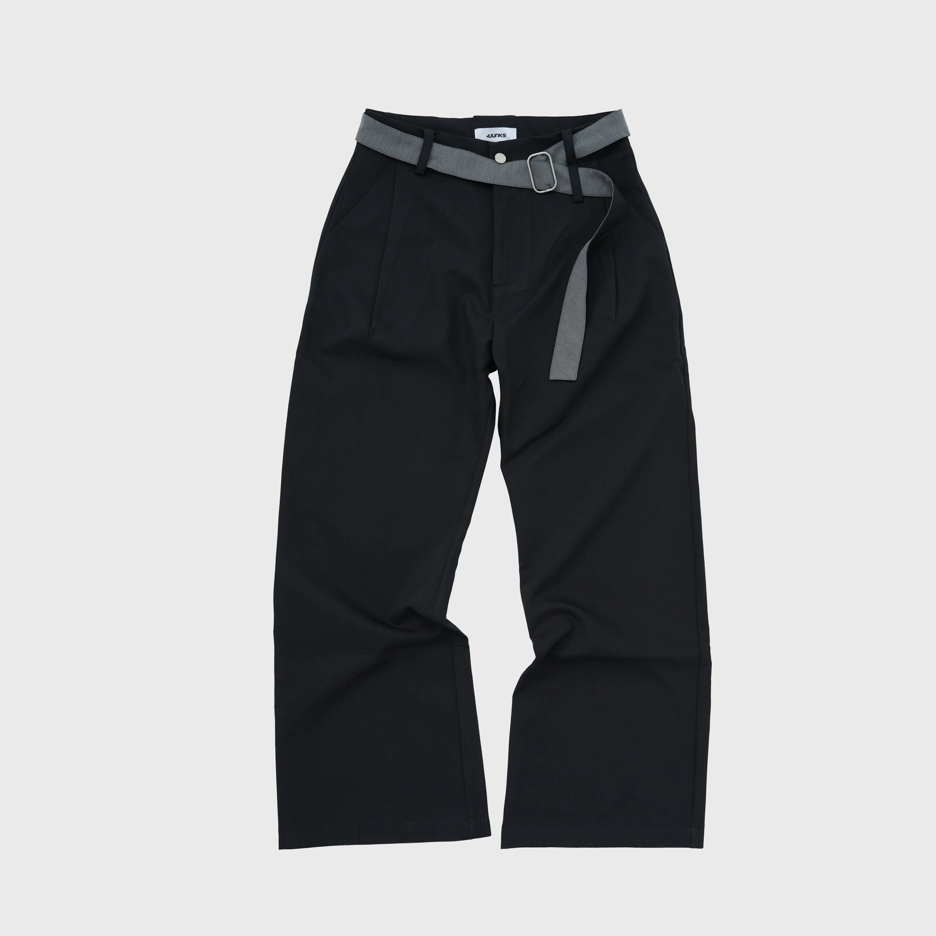 4JUNKS_Stretch_Polyester_Blend_Loose_Fit_Casual_Striped_Black_Gray_Straight_Pants_MISSTT