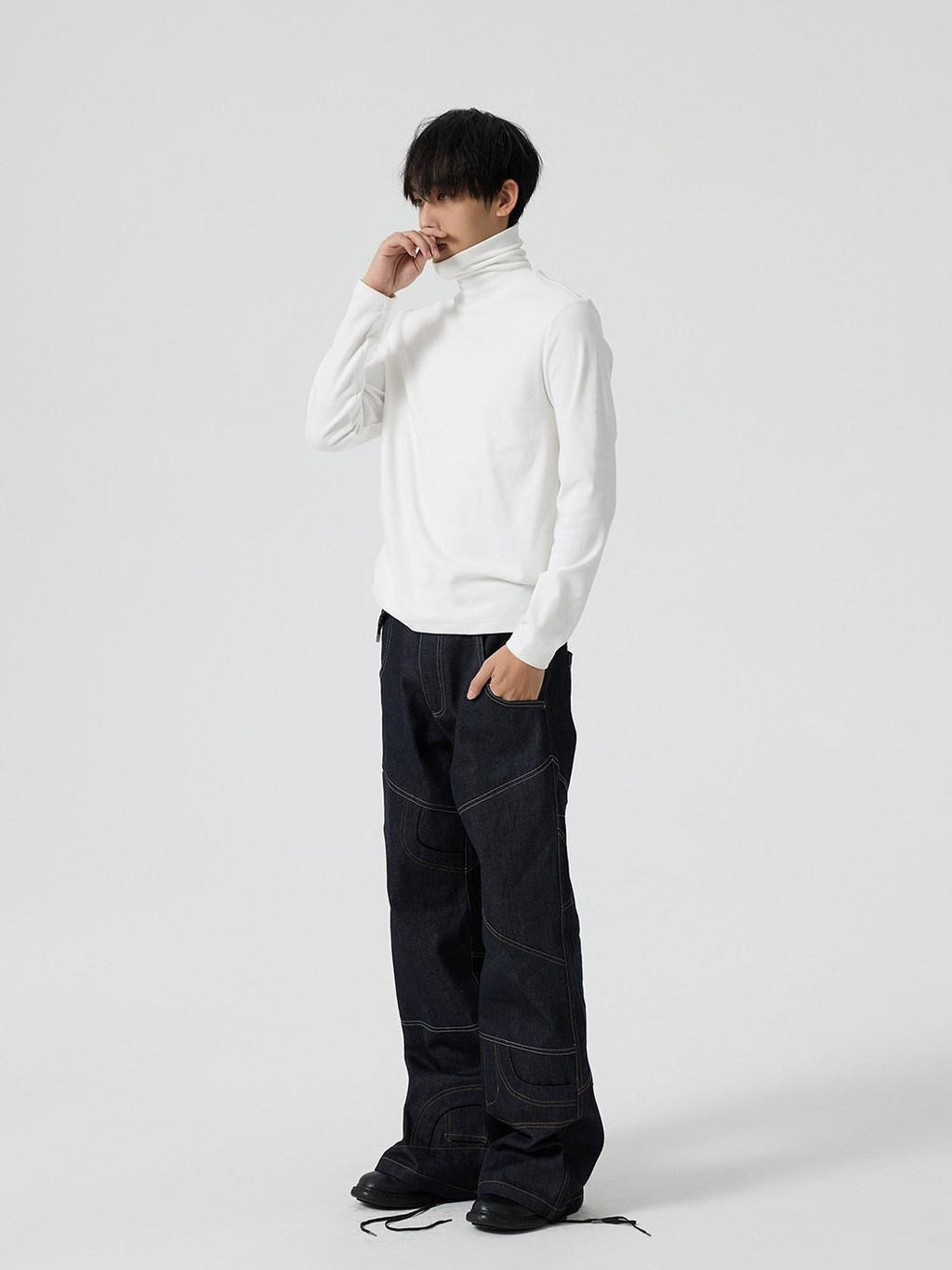 4JUNKS Thermal Plush High Neck Trendy Standard Fit Unisex Casual Long Sleeve T-Shirts