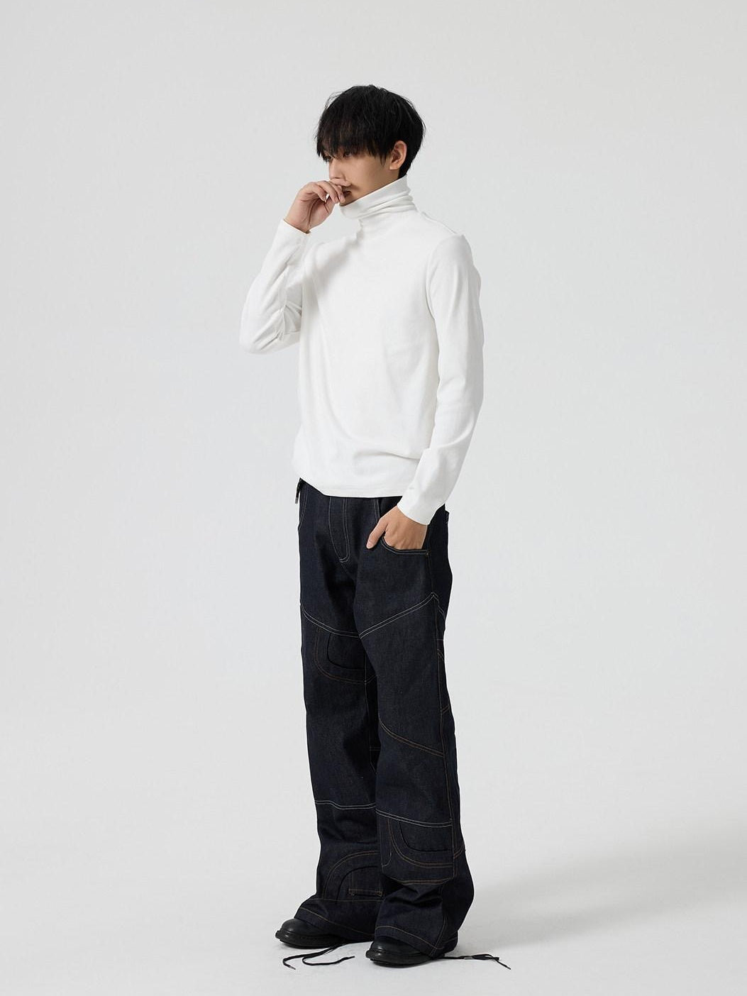 4JUNKS Thermal Plush High Neck Trendy Standard Fit Unisex Casual Long Sleeve T-Shirts