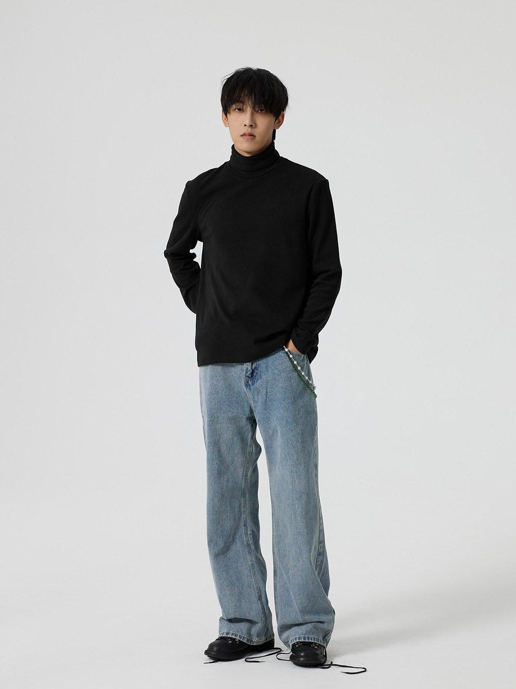 4JUNKS Thermal Plush High Neck Trendy Standard Fit Unisex Casual Long Sleeve T-Shirts