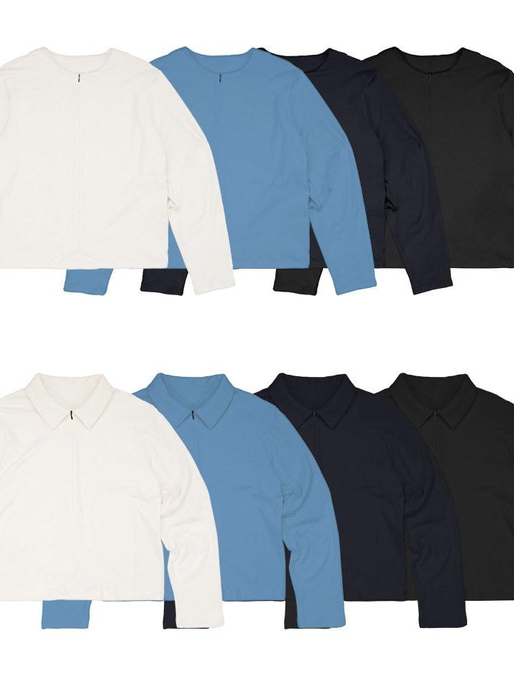4JUNKS Thermal Polyester Cleanfit Zip Round Neck Unisex Citywalk Long Sleeve T-Shirts