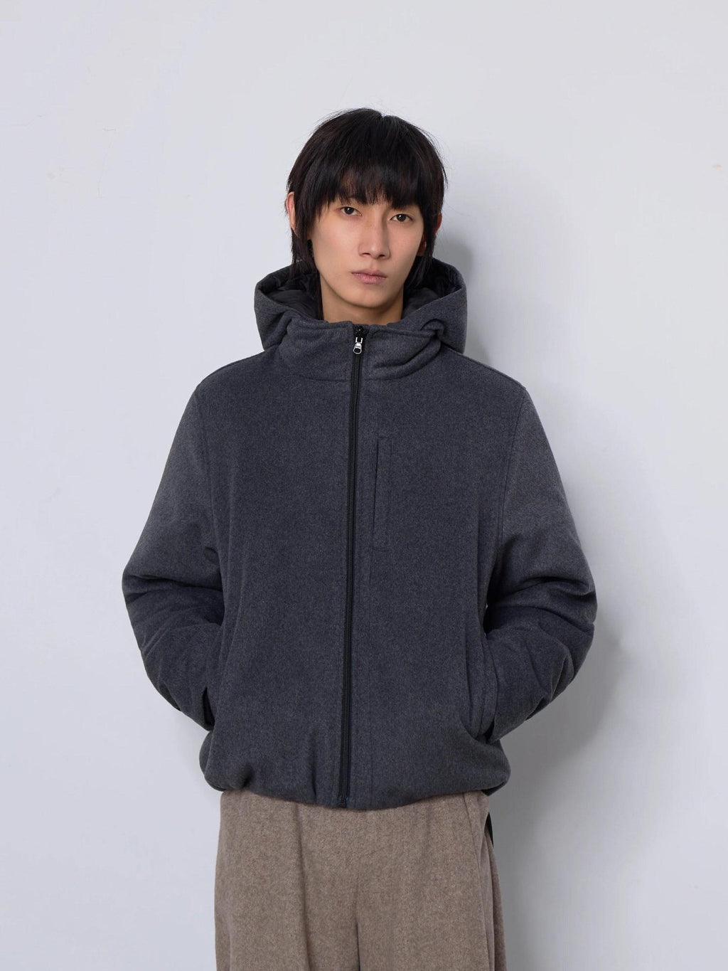 4JUNKS Thick White Duck 140 170G Fill 90 Percent Loose Heather Gray Zipper Down Jackets