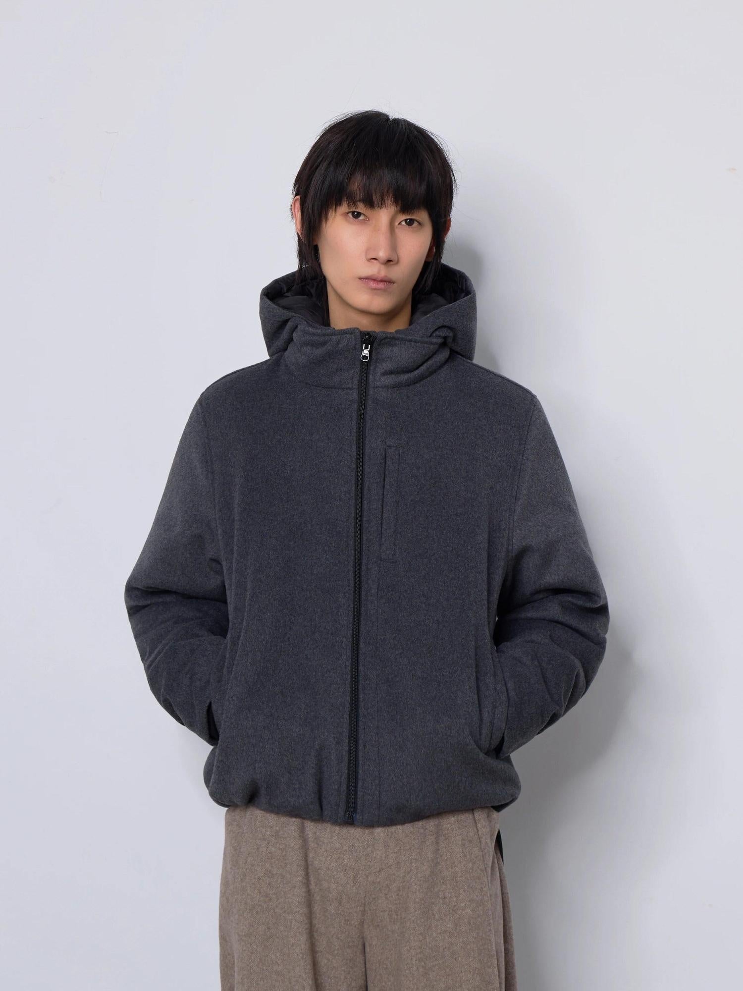 4JUNKS Thick White Duck 140 170G Fill 90 Percent Loose Heather Gray Zipper Down Jackets