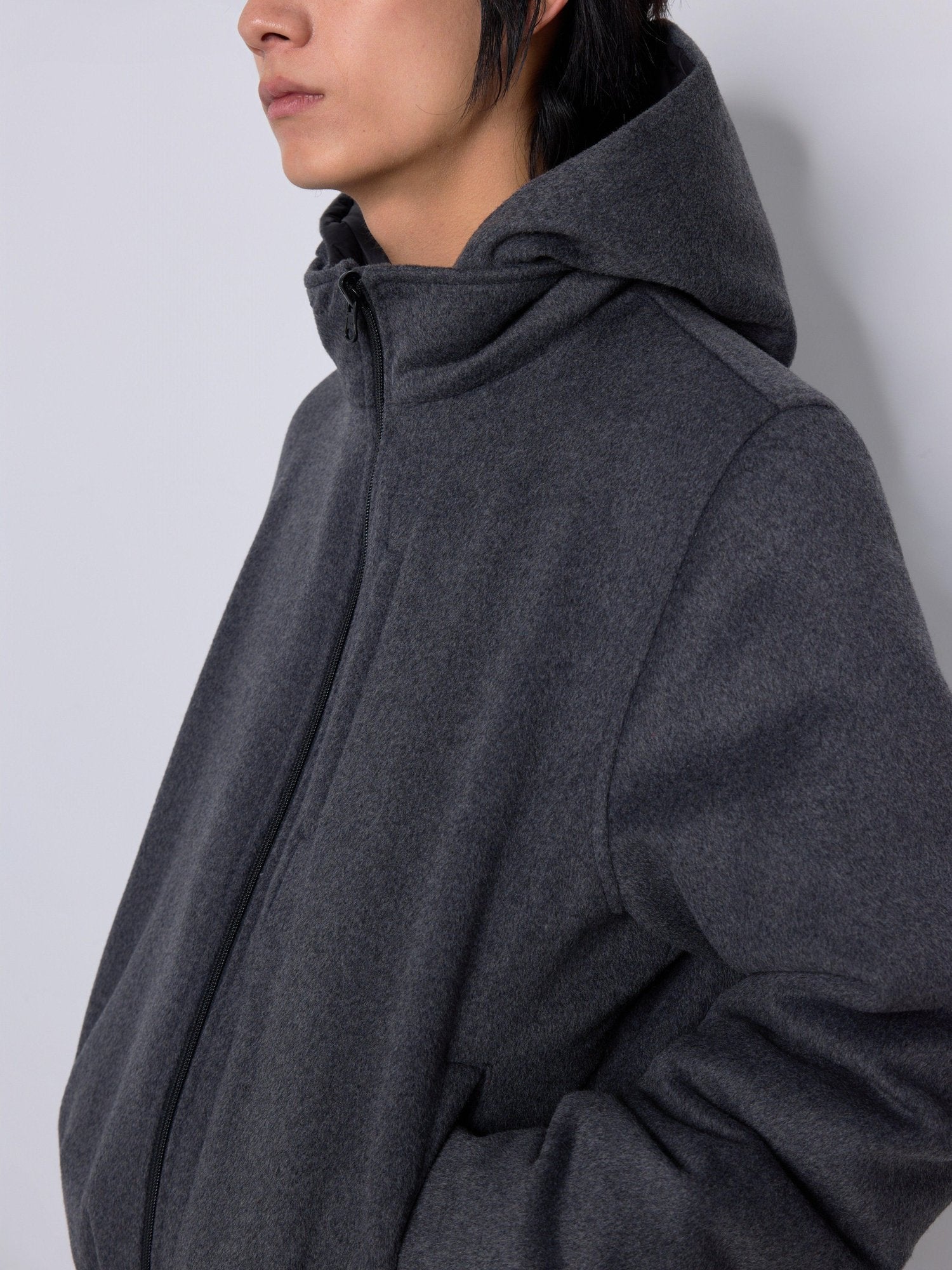 4JUNKS Thick White Duck 140 170G Fill 90 Percent Loose Heather Gray Zipper Down Jackets