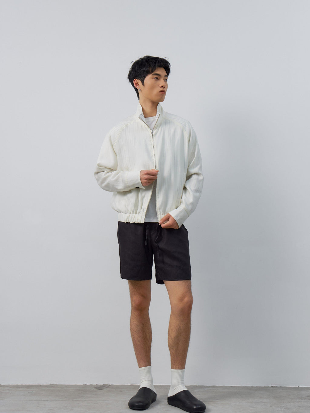 4JUNKS Upf Tencel Cropped Zip Polo Loose Unisex Striped Sun Protection Hoodies