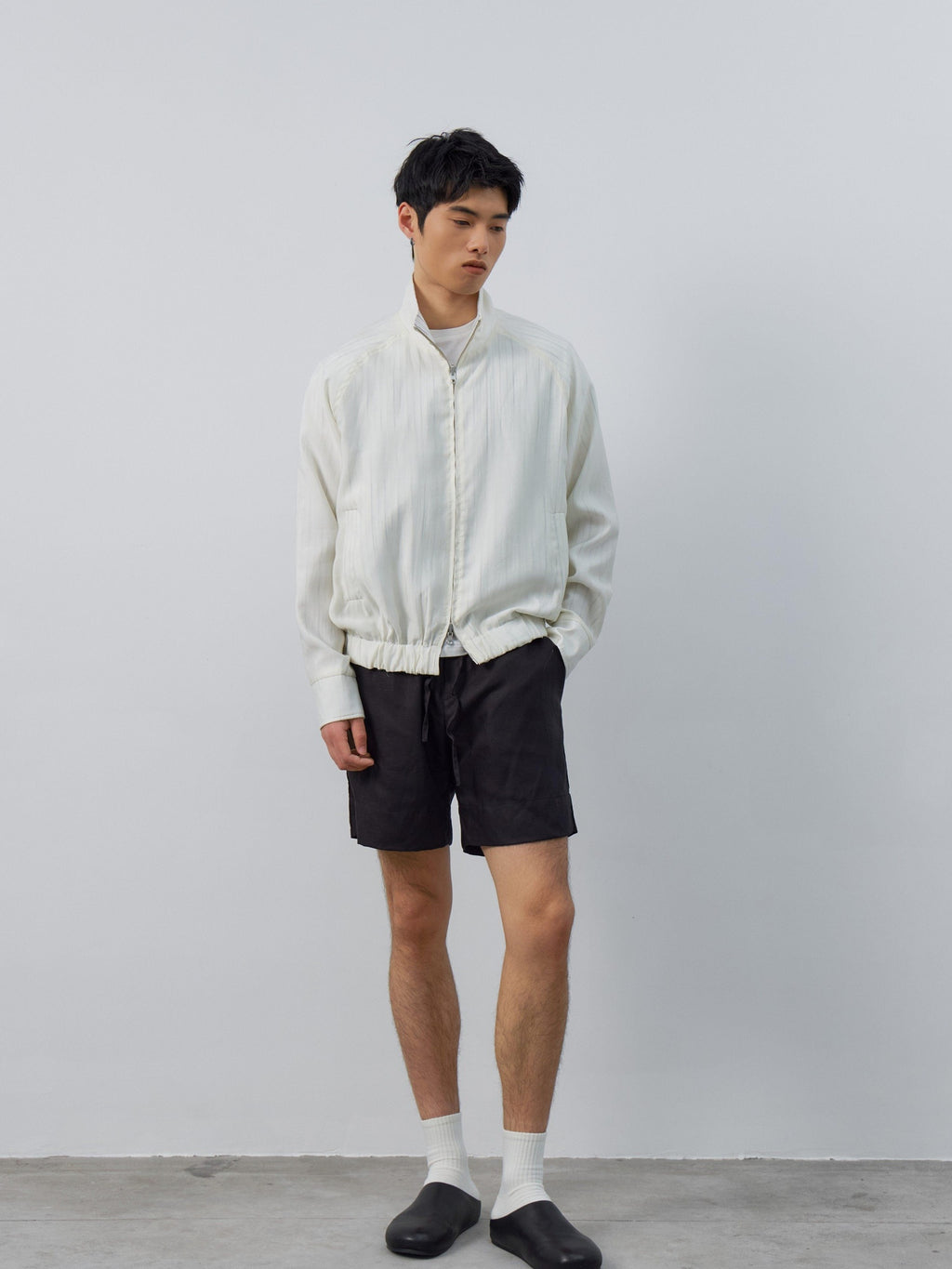 4JUNKS Upf Tencel Cropped Zip Polo Loose Unisex Striped Sun Protection Hoodies