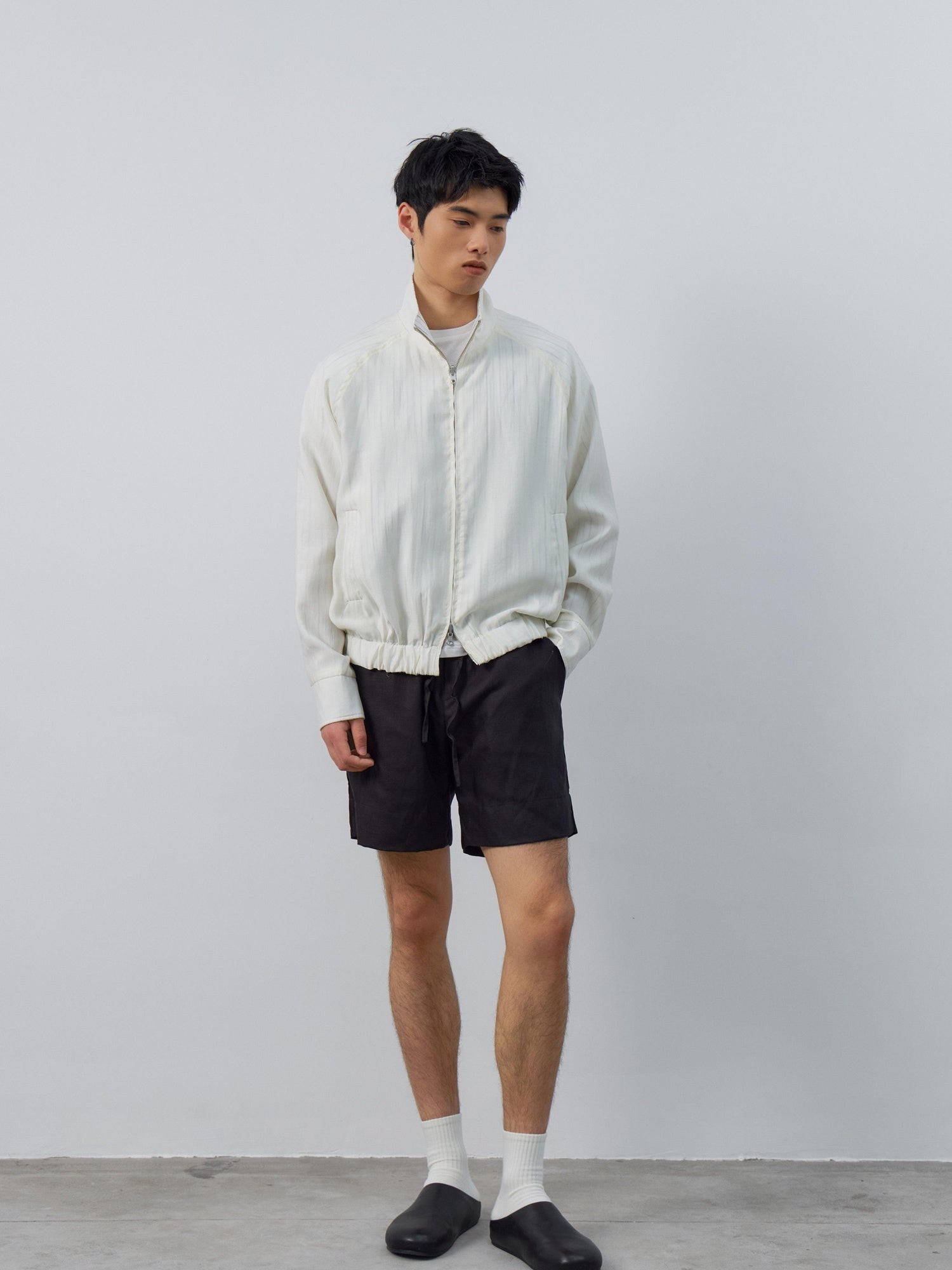 4JUNKS Upf Tencel Cropped Zip Polo Loose Unisex Striped Sun Protection Hoodies