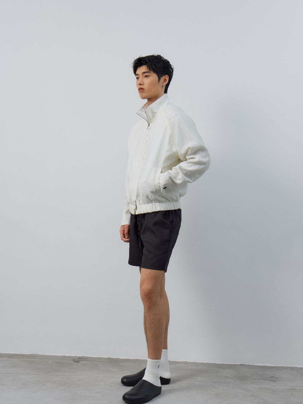 4JUNKS Upf Tencel Cropped Zip Polo Loose Unisex Striped Sun Protection Hoodies