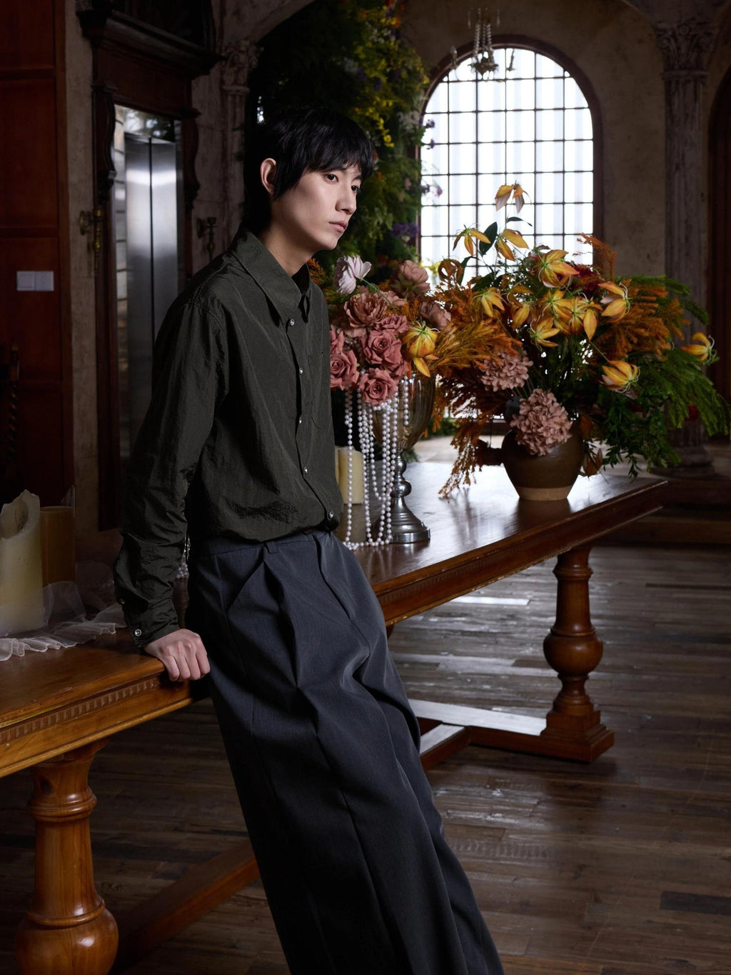 4JUNKS Uv Protection Cleanfit Loose Long Sleeve Button Front Collared Men Nylon Shirts