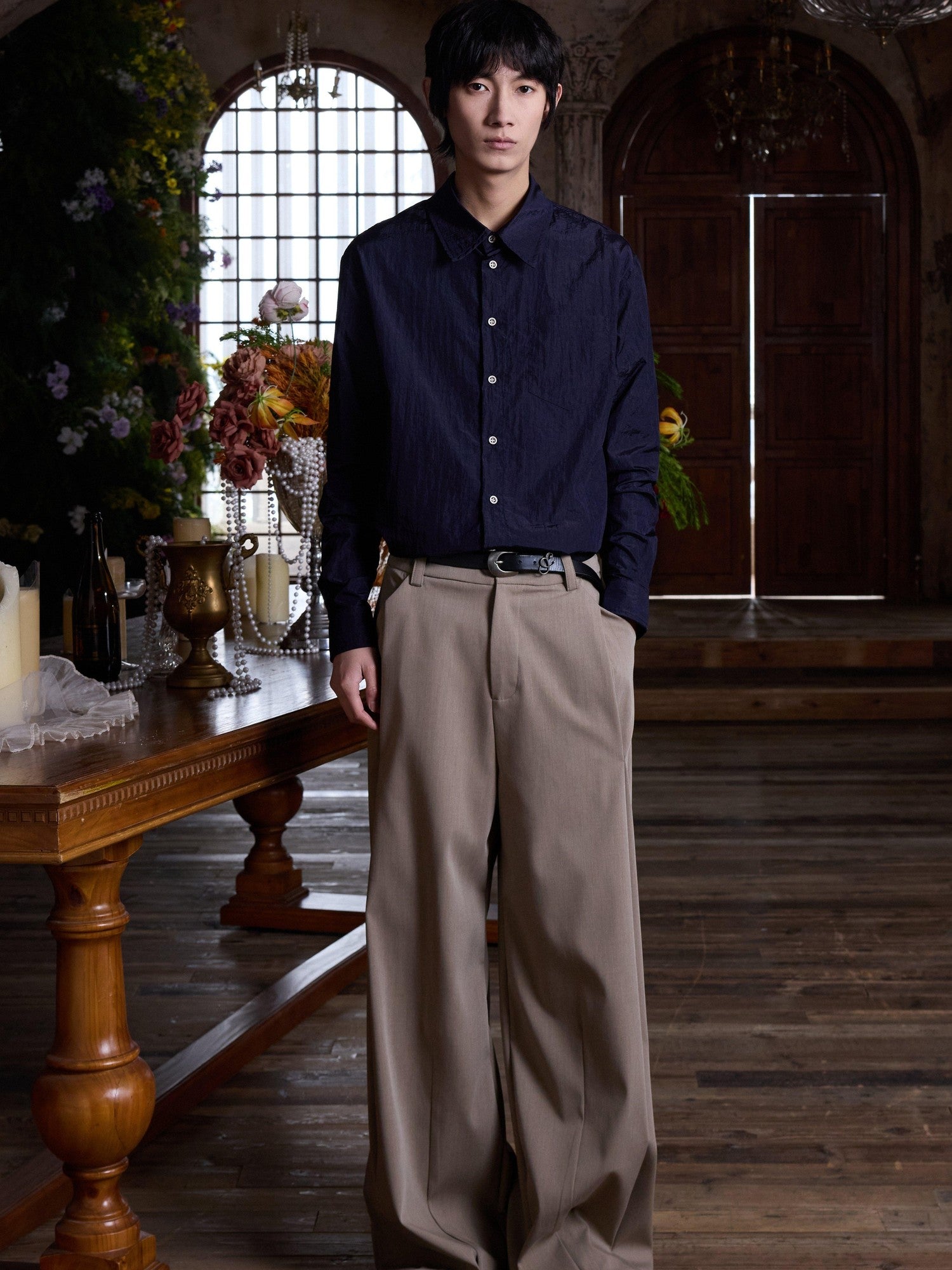 4JUNKS Uv Protection Cleanfit Loose Long Sleeve Button Front Collared Men Nylon Shirts