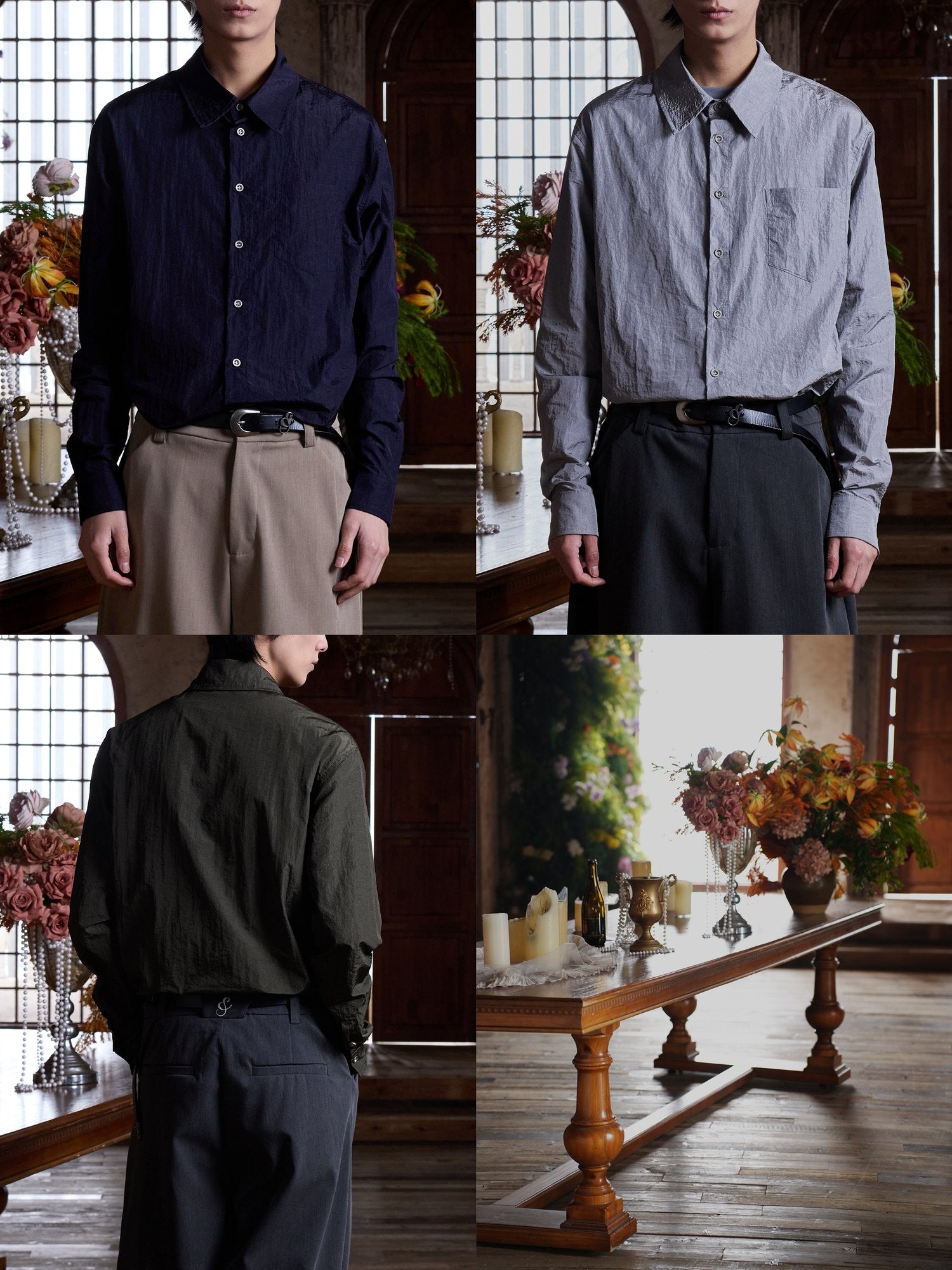 4JUNKS Uv Protection Cleanfit Loose Long Sleeve Button Front Collared Men Nylon Shirts