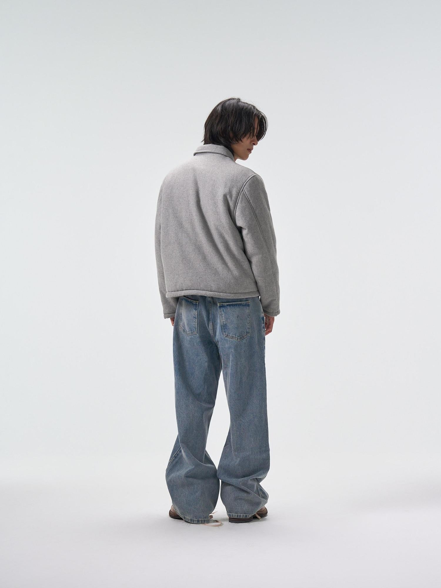4JUNKS Warm 90 Percent White Duck Embroidered Palace Workwear Cropped Gray Down Jackets