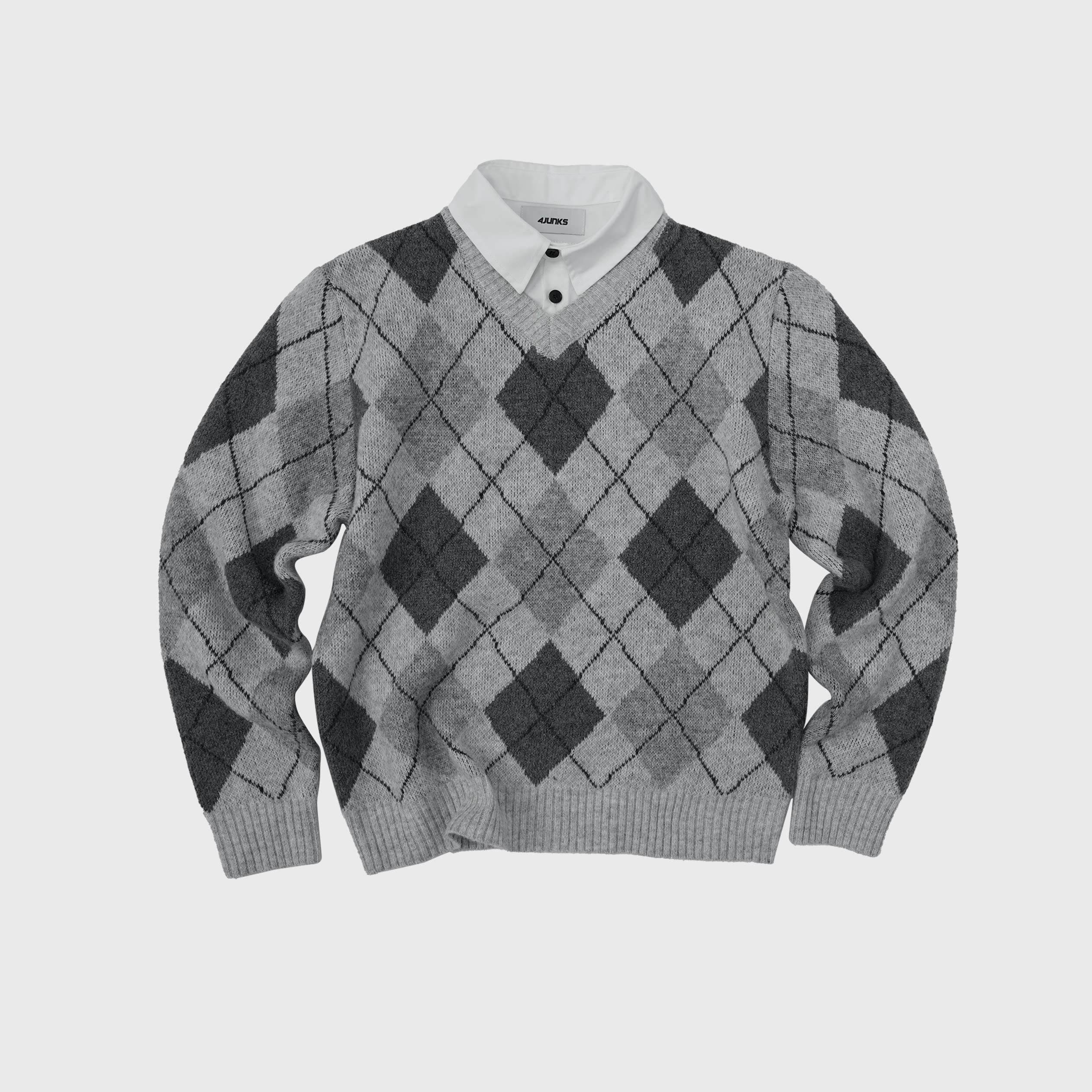 4JUNKS_Warm_Wool_Blend_Faux_Layered_Relaxed_Fit_Polo_Collar_Men_Argyle_Chunky_Sweaters_MISSTT