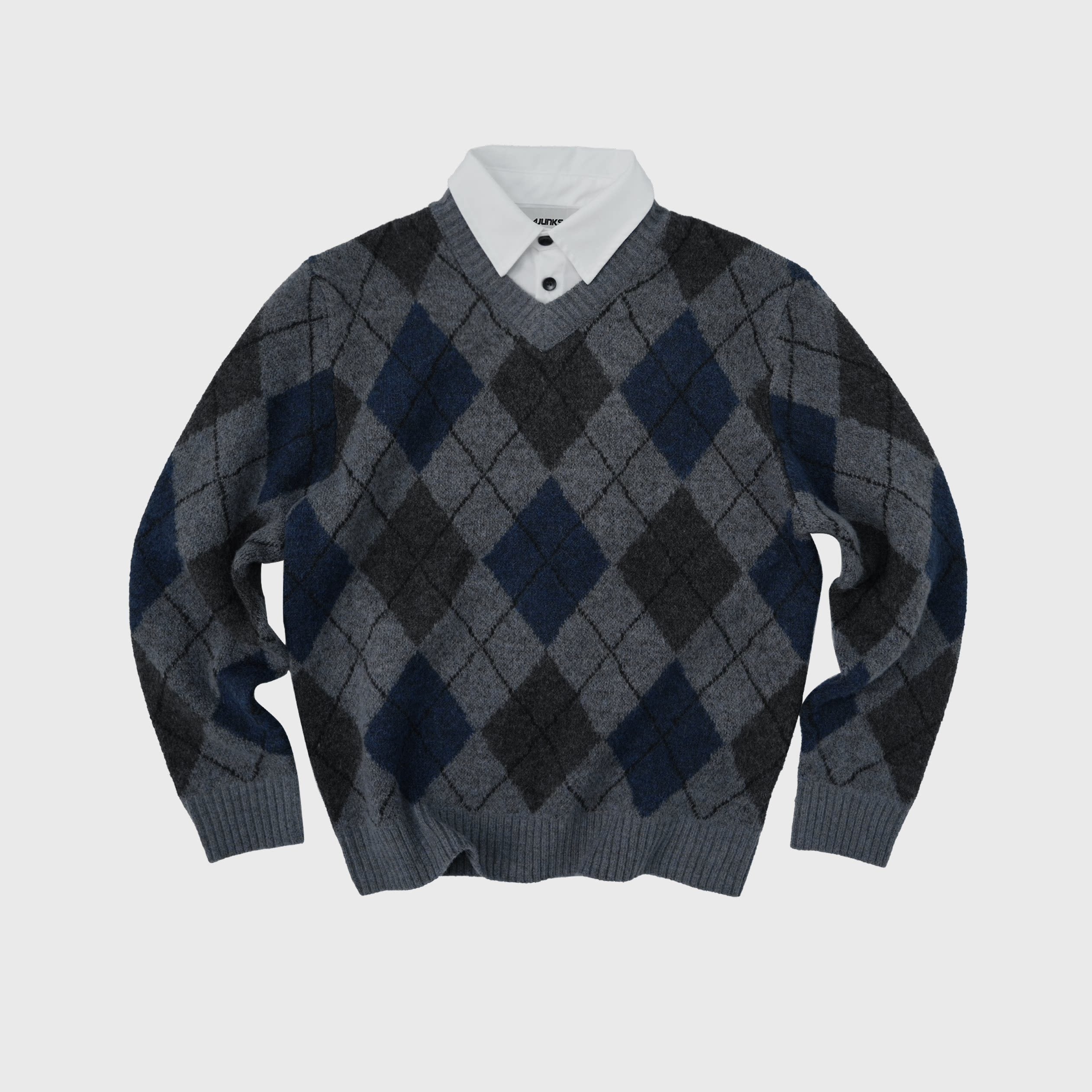 4JUNKS_Warm_Wool_Blend_Oversized_Layered_Polo_Collar_Men_Citywalk_Diamond_Knit_Sweaters_MISSTT